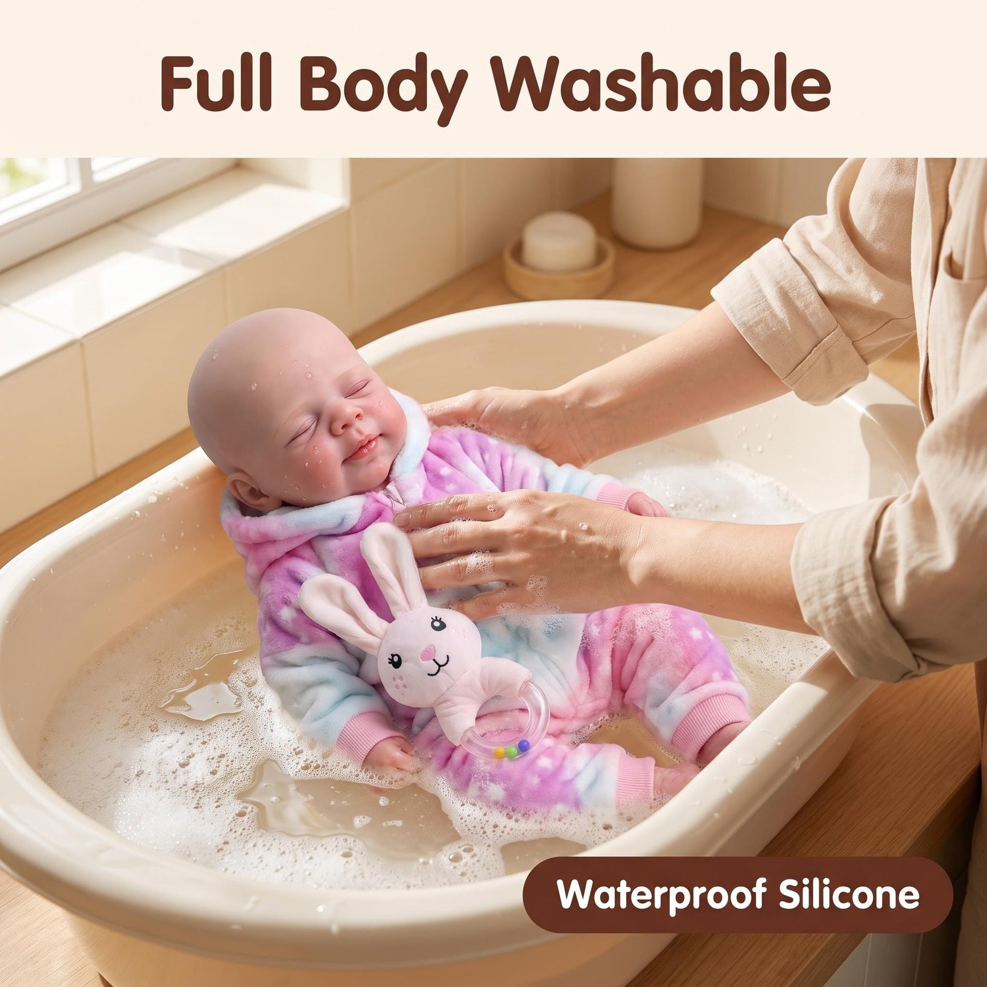 16 Inch Full Silicone Doll | Smiling Sleeping Baby Playmate for Kids & Adults, Ideal Birthday & Holiday Gift Pick