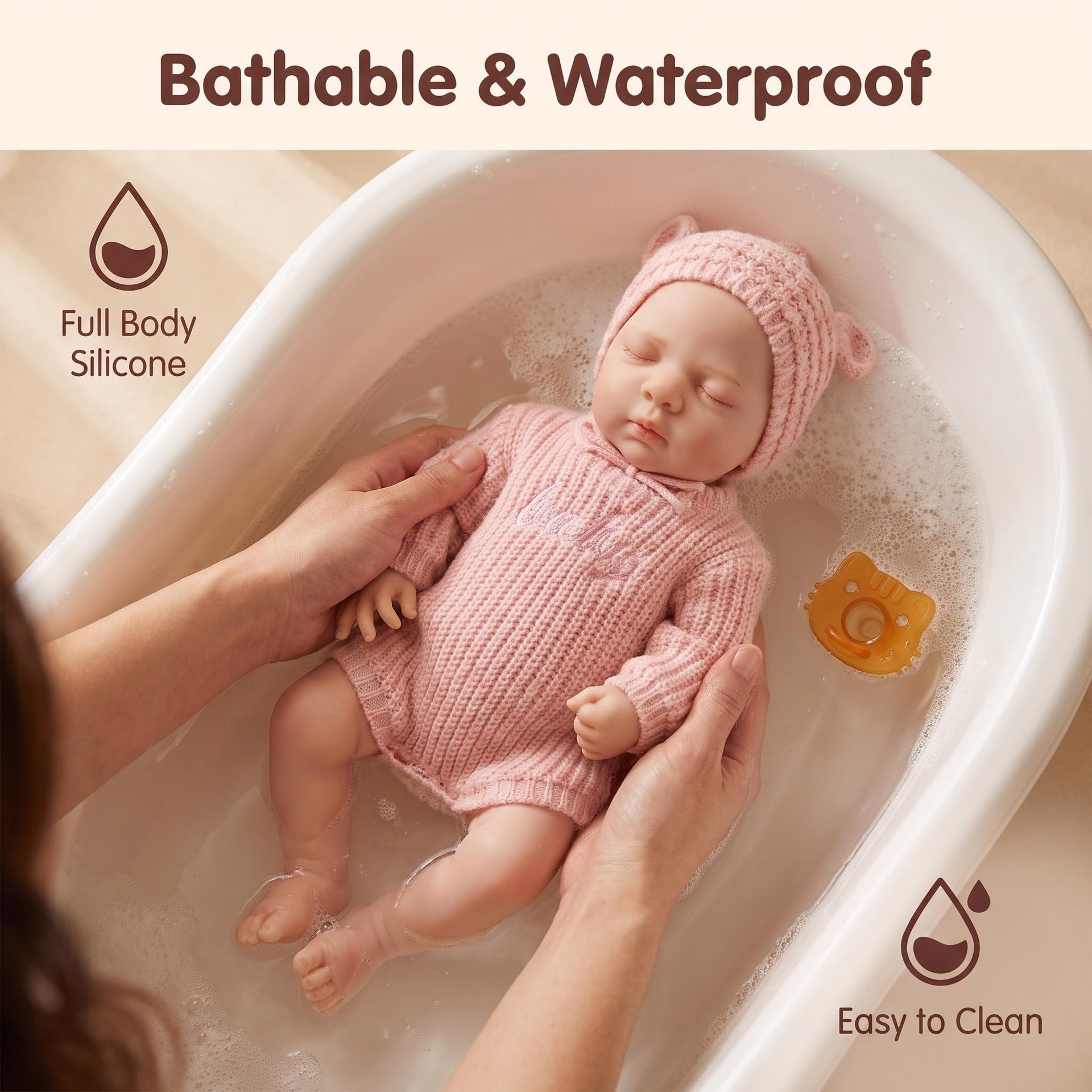 18 Inch Full Silicone Sleeping Doll, Easy‑to‑Clean Waterproof Body, Ideal Keepsake for Birthday and Holiday Gift Giving