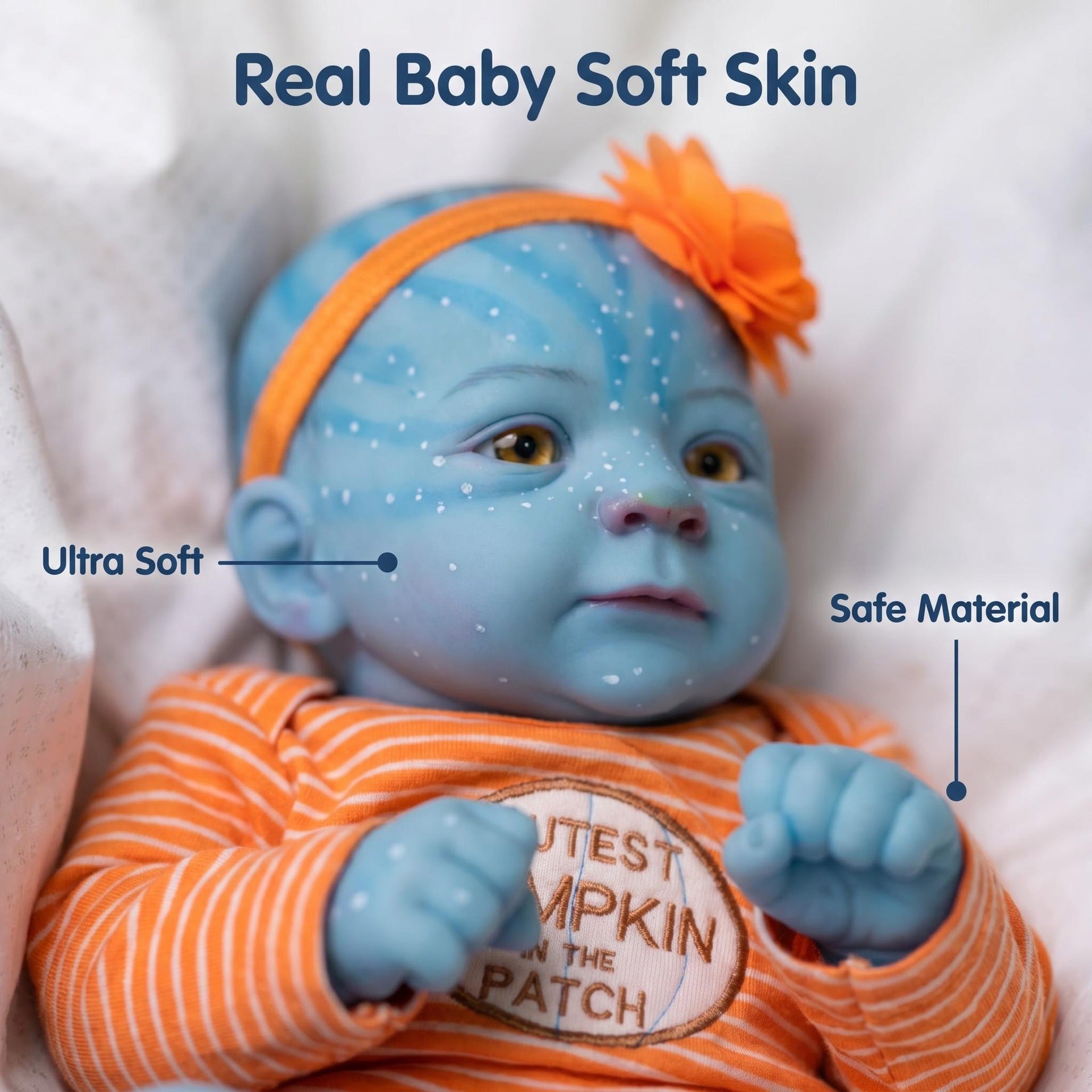Unique Avatar Style 19inch with Full Vinyl Body Doll Hand Painted Spotted Blue Skin Halloween Themed Outfit Poseable Hobby Display Toy