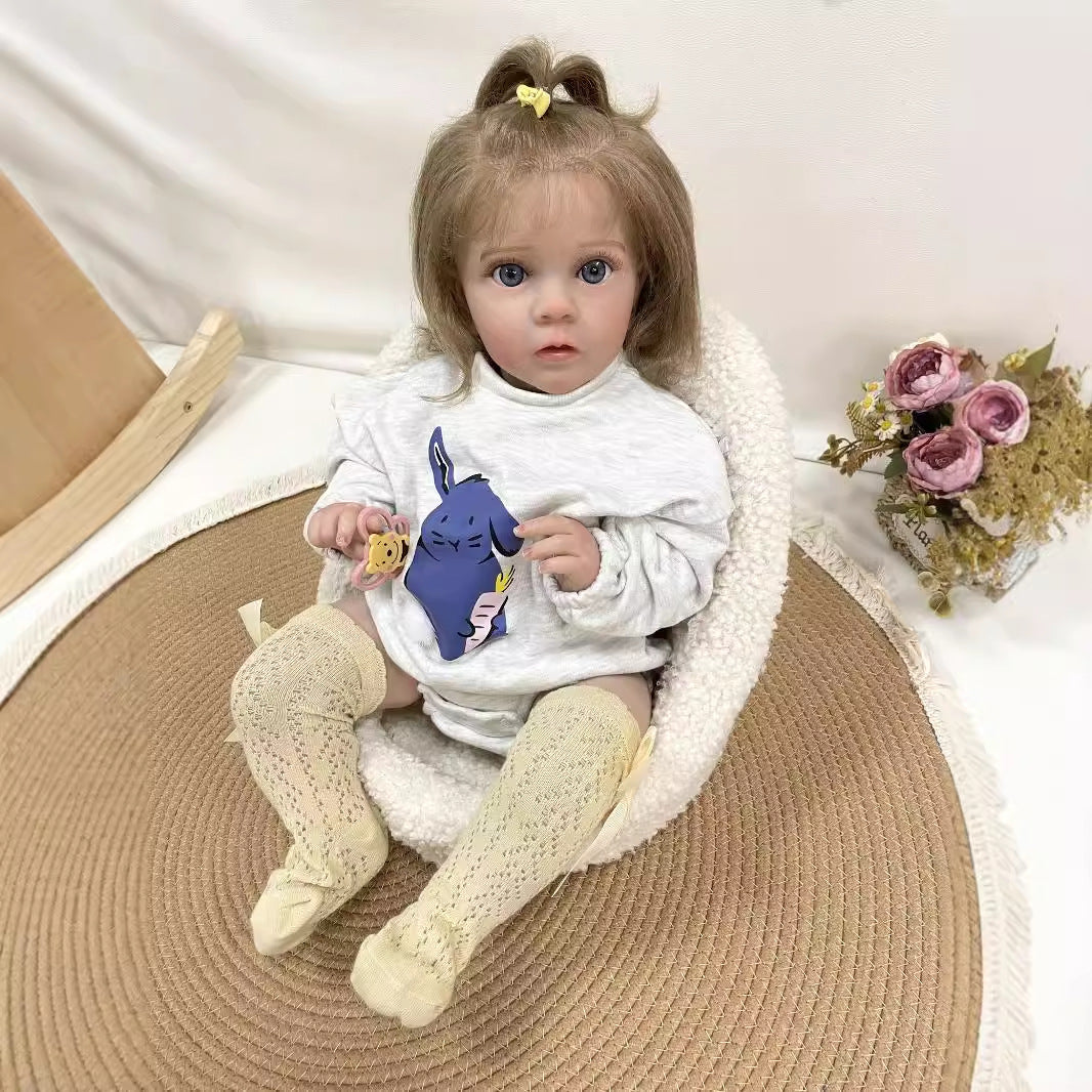 24inch Lifelike Handcrafted Reborn Baby Doll Soft Cloth Body 3D Real Skin Kids Play Toy Gift for Girls
