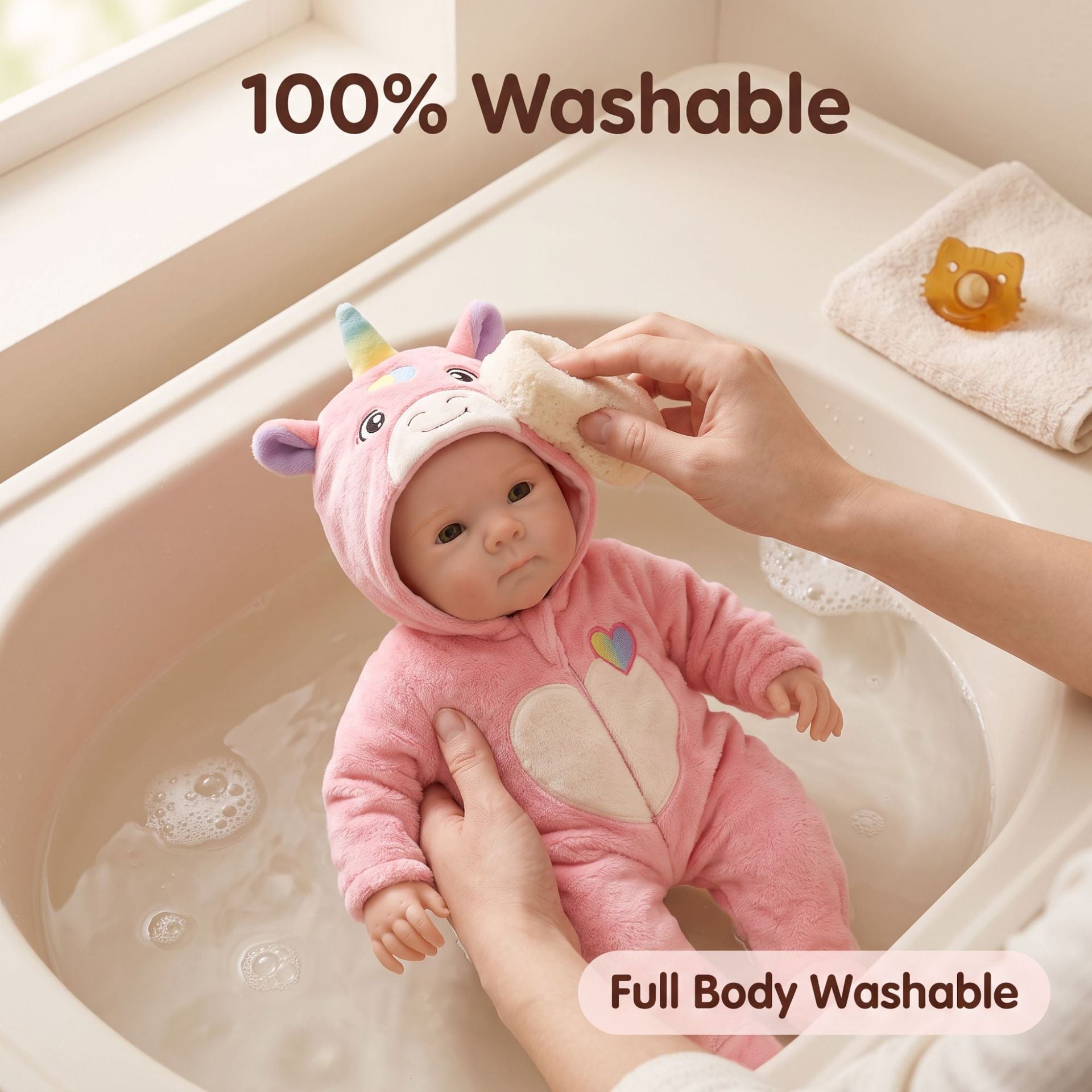 16 Inch Full Silicone Realistic Doll, Soft Unicorn Costume, Precious Keepsake for Kids and Adult Doll Collectors