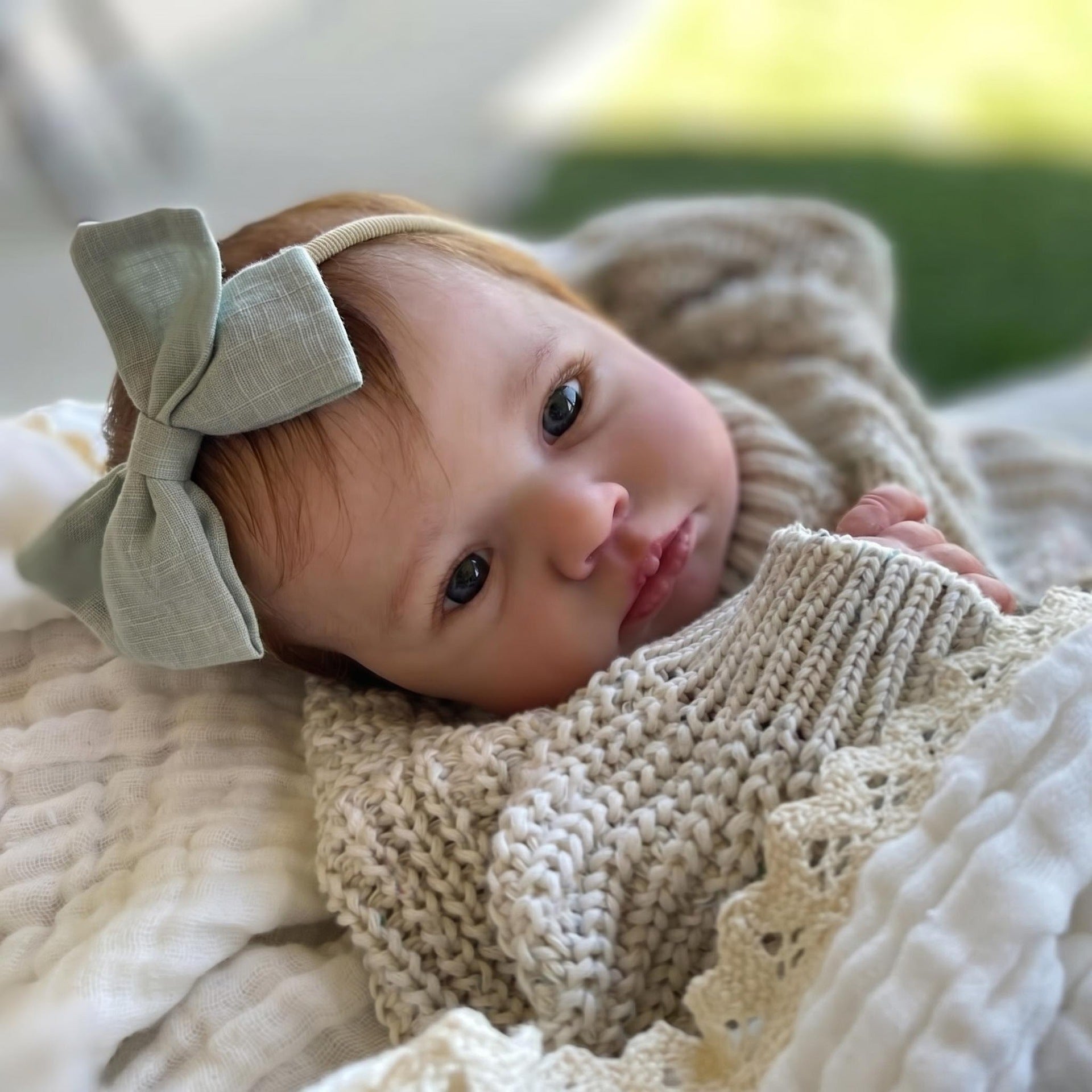 19 Inch Posable Full Vinyl Newborn Doll Vintage Knitted Outfit Pacifier Accessory Therapeutic Comfort Toy Suitable For Nursery Display & All Occasion Holiday Gifting