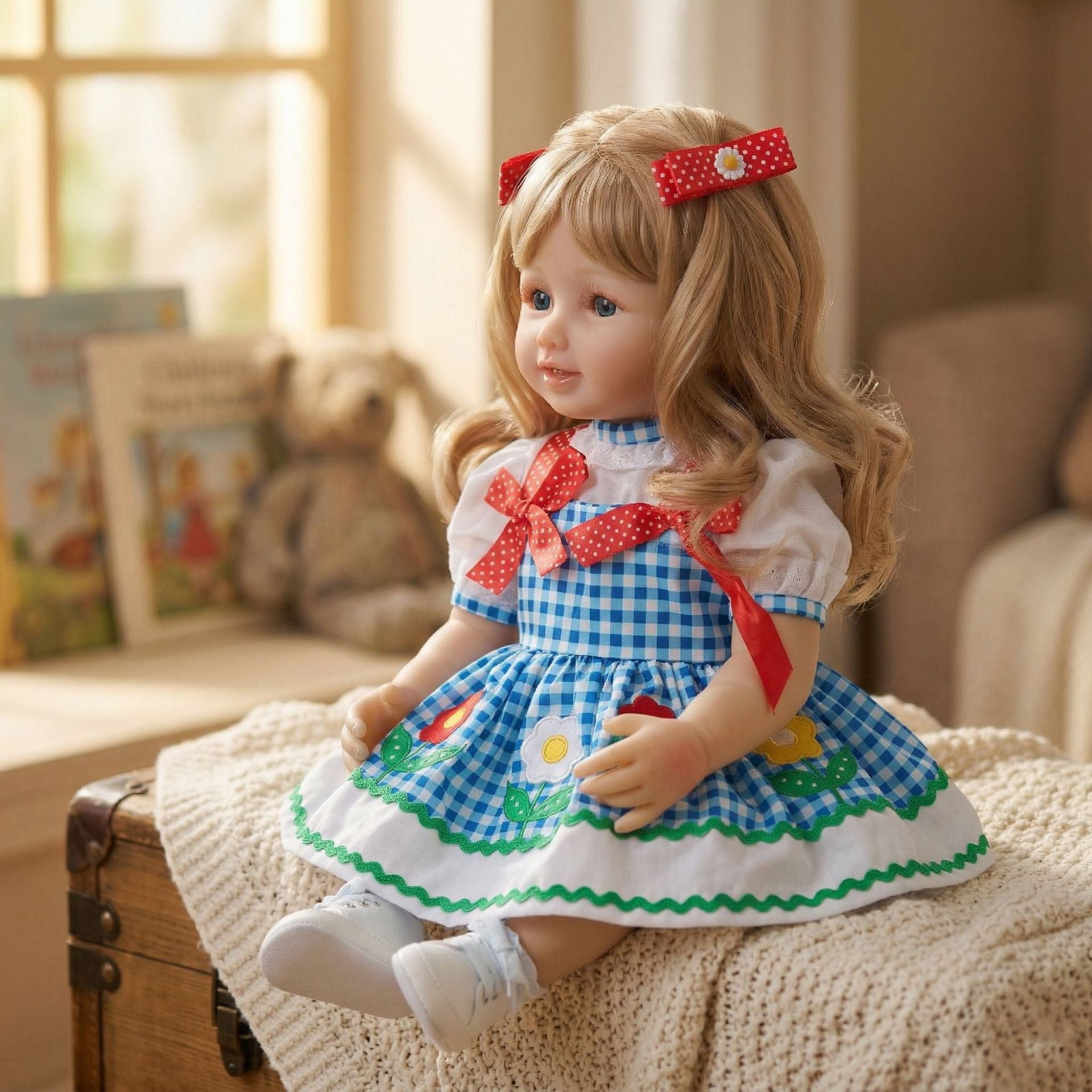 22 inch Multi-Layer Hand Painted Reborn Doll with Full vinyl body Soft Real Skin Texture Ideal Therapeutic Comfort Companion Gift Set