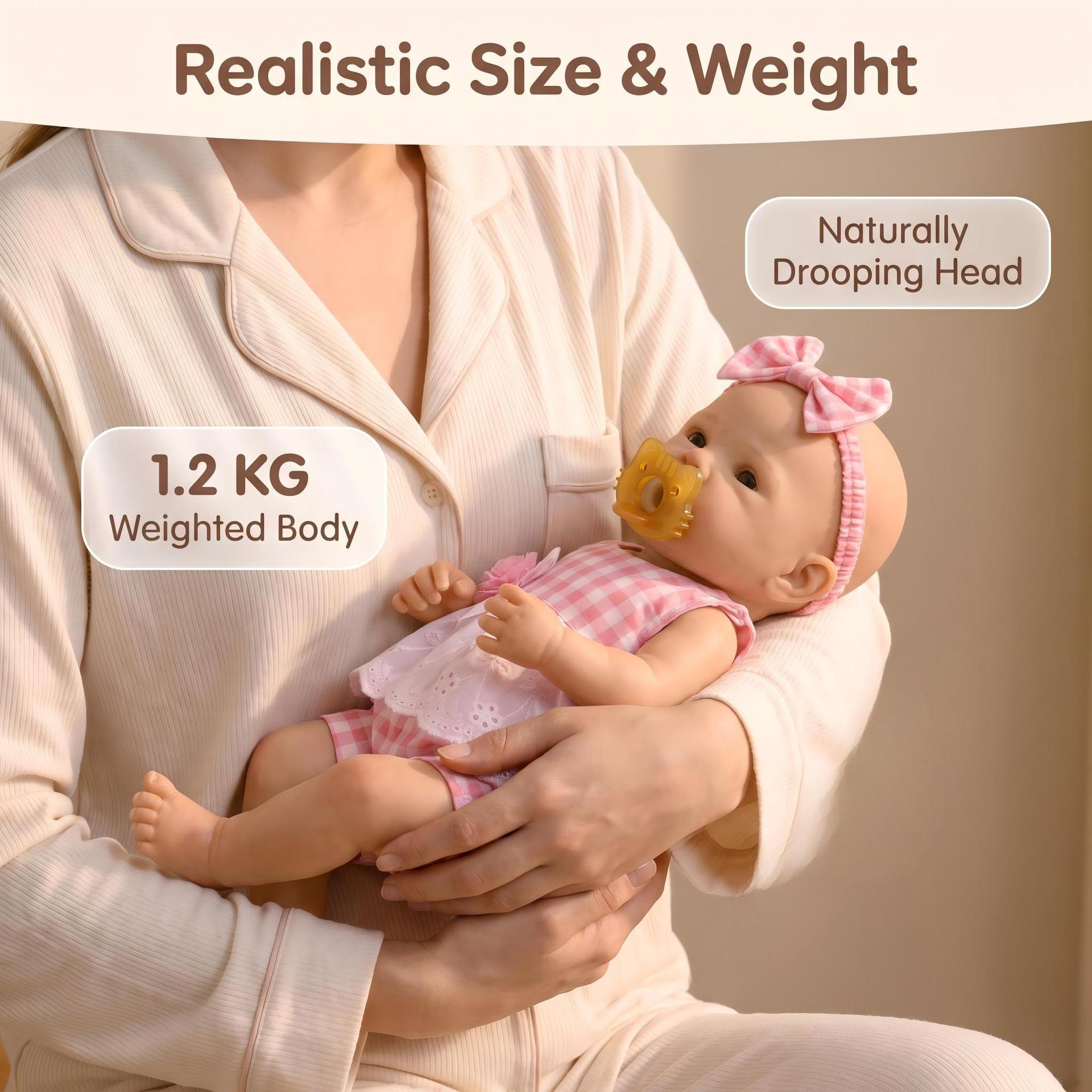 12 Inch Full Silicone Realistic Baby Doll, Full‑Body Washable Feature, Wonderful Keepsake for Kids and Adult Doll Collectors