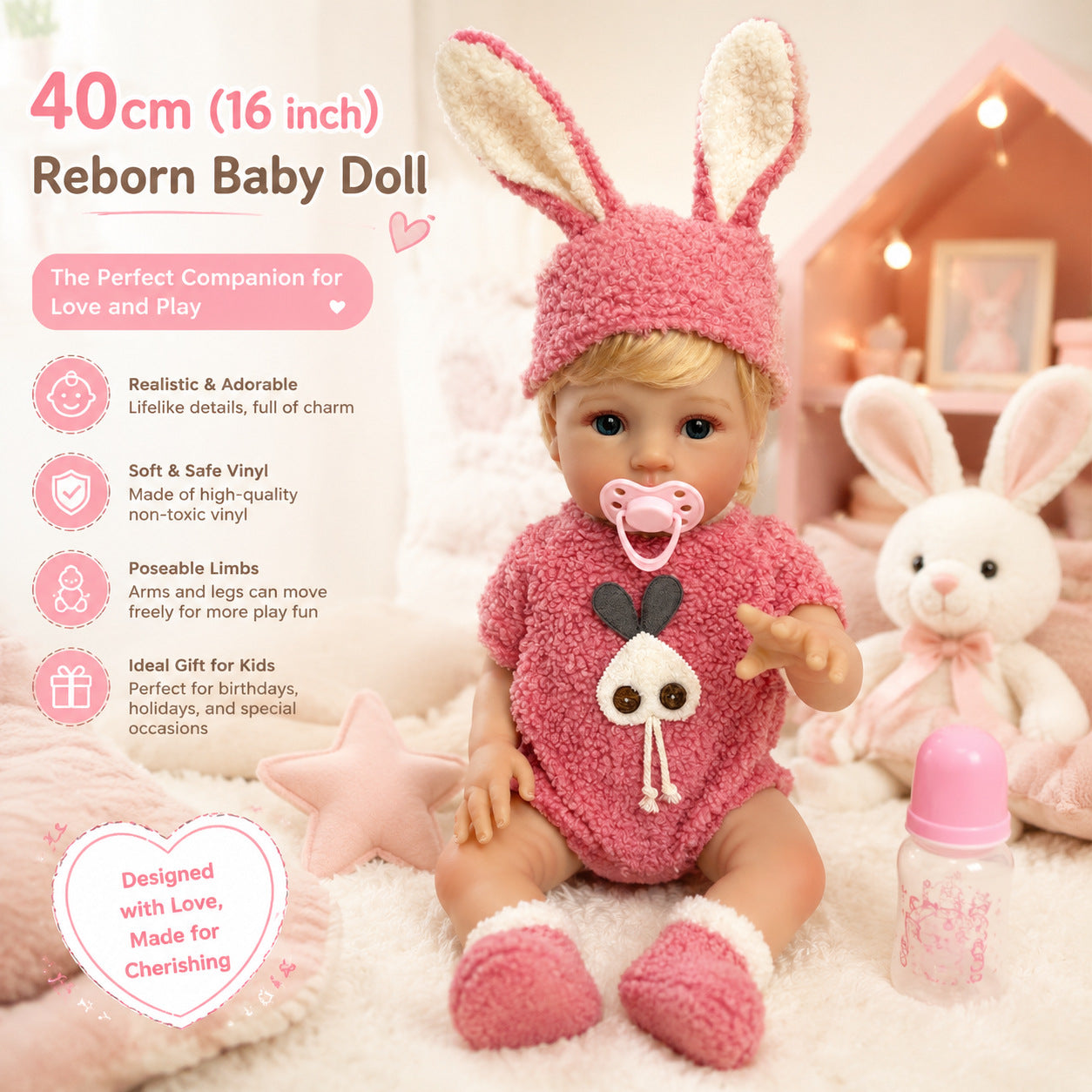18 Inch with Full Vinyl Body Reborn Doll, Thoughtful Gift Selection for Birthday Milestones and International Holiday Occasions
