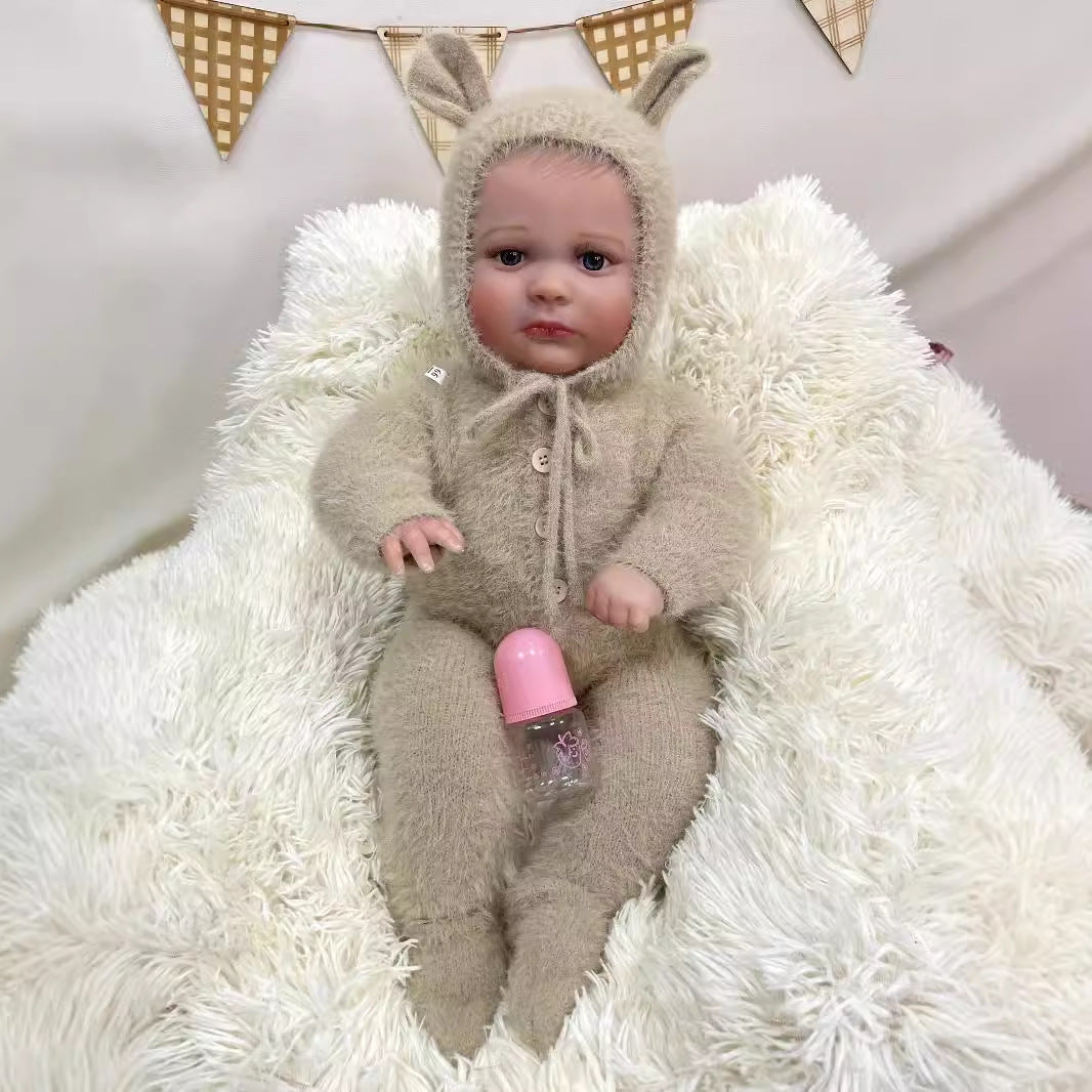 24inch Lifelike Handcrafted Reborn Baby Doll with Cloth Body 3D Real Skin Kids Play Toy Gift for Girls
