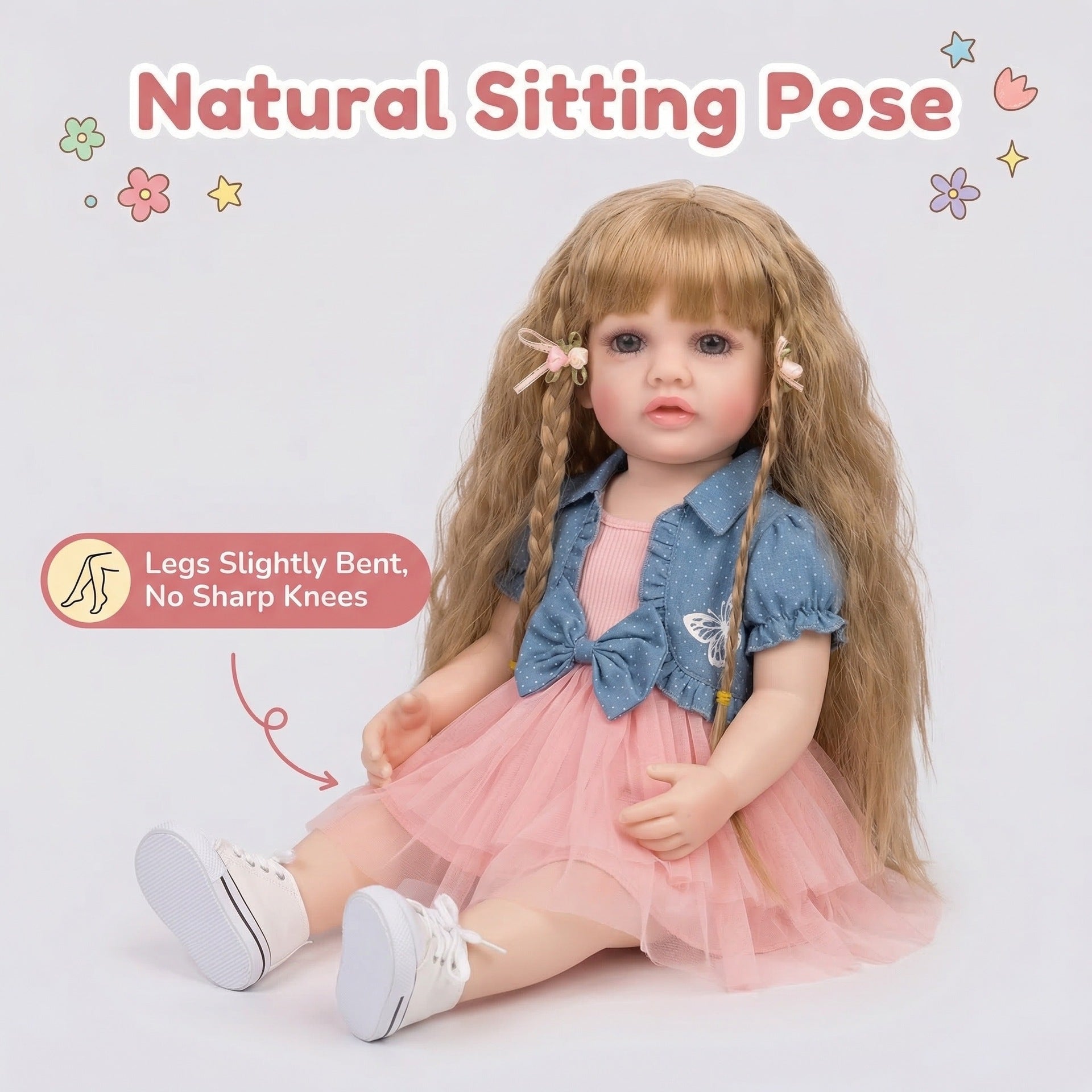22 inch denim short sleeved top Betty simulation reincarnation doll reborn doll