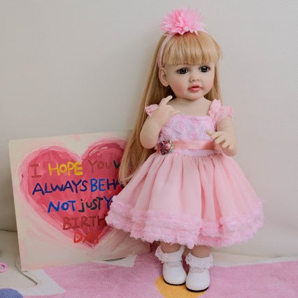 22 inch Real Baby Dolls for Girls, Full vinyl Body with Nipple Bottle, Pacifier, with Clothes
