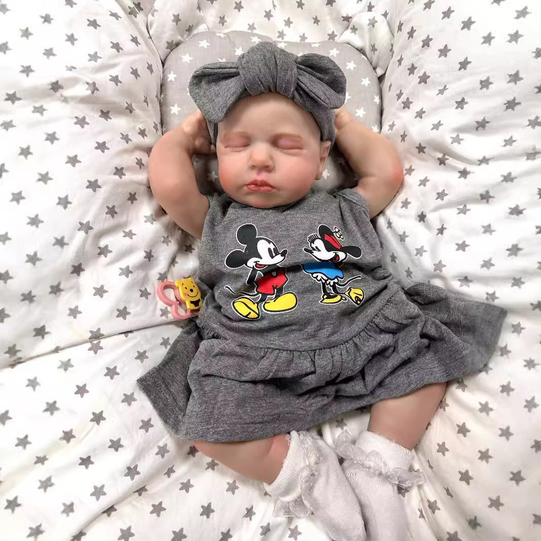 19Inch Realistic Reborn Baby Doll with Cloth Body 3D Vein Skin Handcrafted Newborn Doll Gift Toy for Little Girls Collectors
