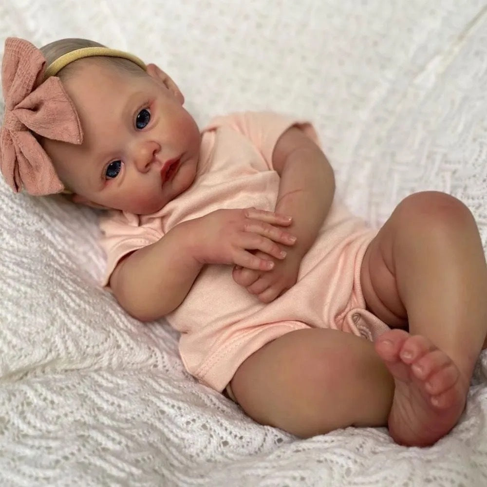 19inch Lifelike Reborn Baby Girl Doll, Full Vinyl Handmade Doll, Realistic Newborn Toy for Kids