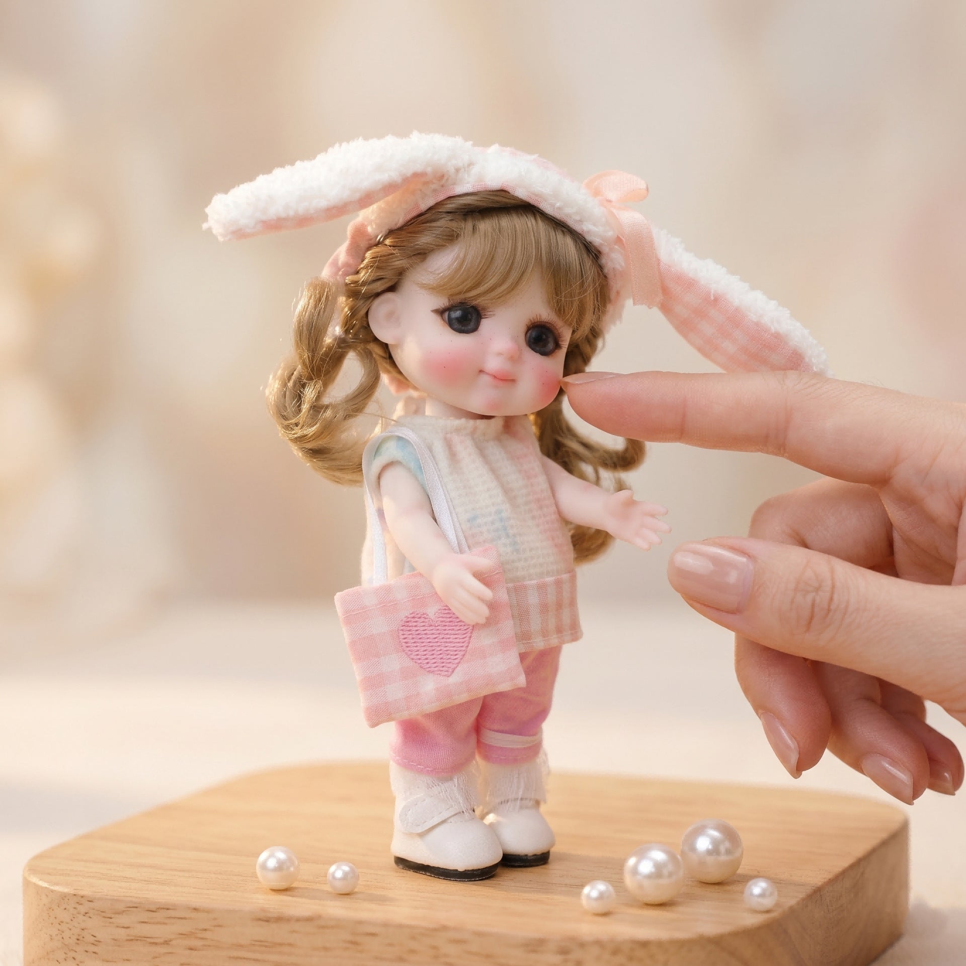 6 inch Mini with Full ceramic Body, Handmade Clothes Tabletop Ornament For Doll Collectors