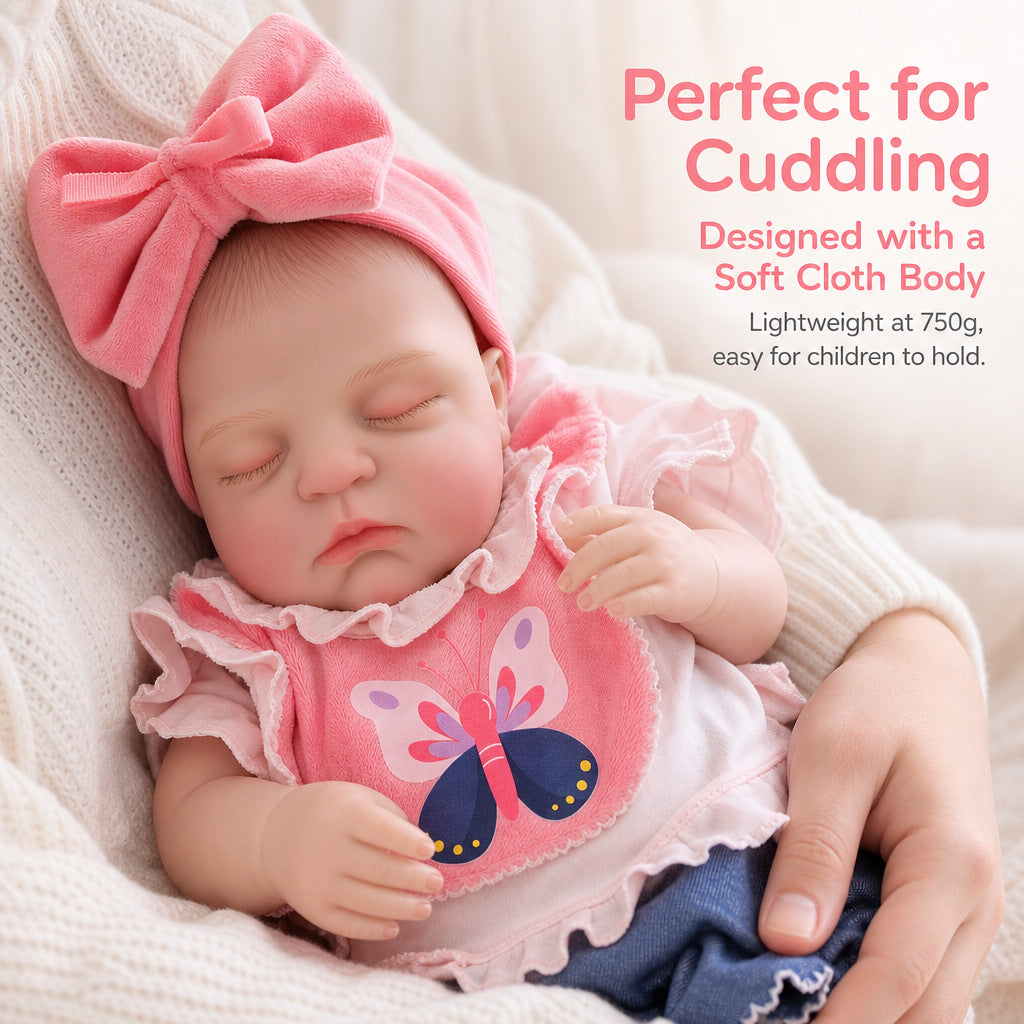 Exclusive Holiday Gift, 18 inch Pink Bow Reborn Baby Doll, Warm Surprise For Birthday Parties
