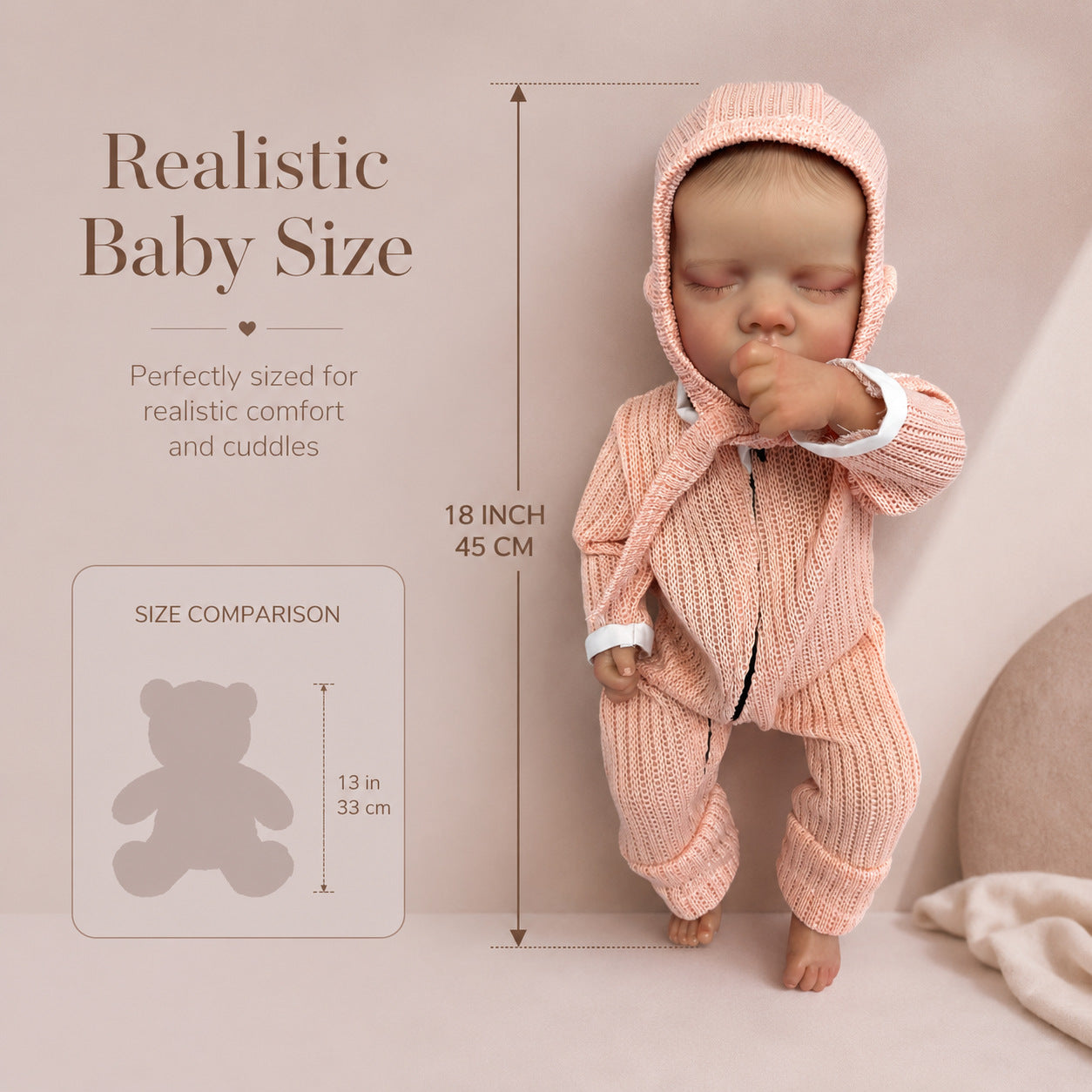 Soft Full Vinyl 18 Inch Realistic Baby Doll, All‑Age Companion Toy for Festive Gifting