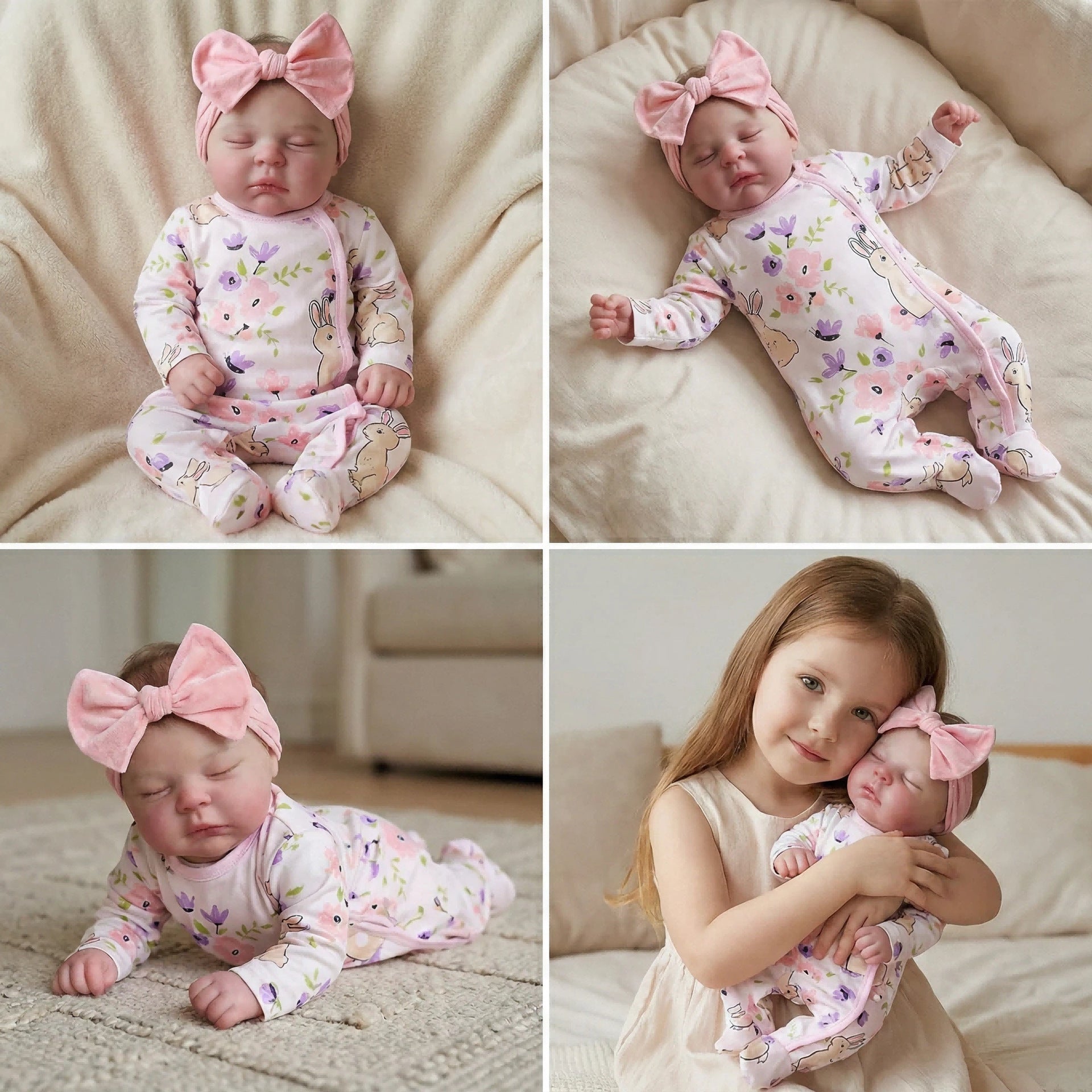 Lifelike Reborn Baby Dolls 19 inch Sleeping Baby Dolls Soft Cloth Body with Accessories Gift Box for Kids Age 3+