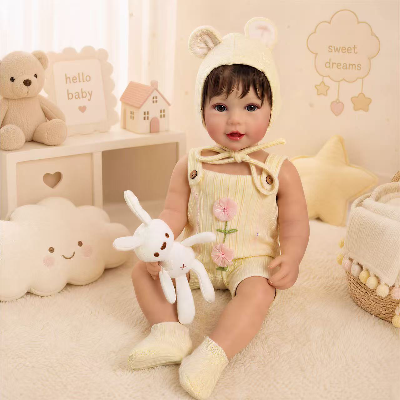 22 Inch Full‑Body Vinyl Doll, Lifelike Baby Design with Pacifier, Wonderful Gift for Birthdays and Holiday Celebrations