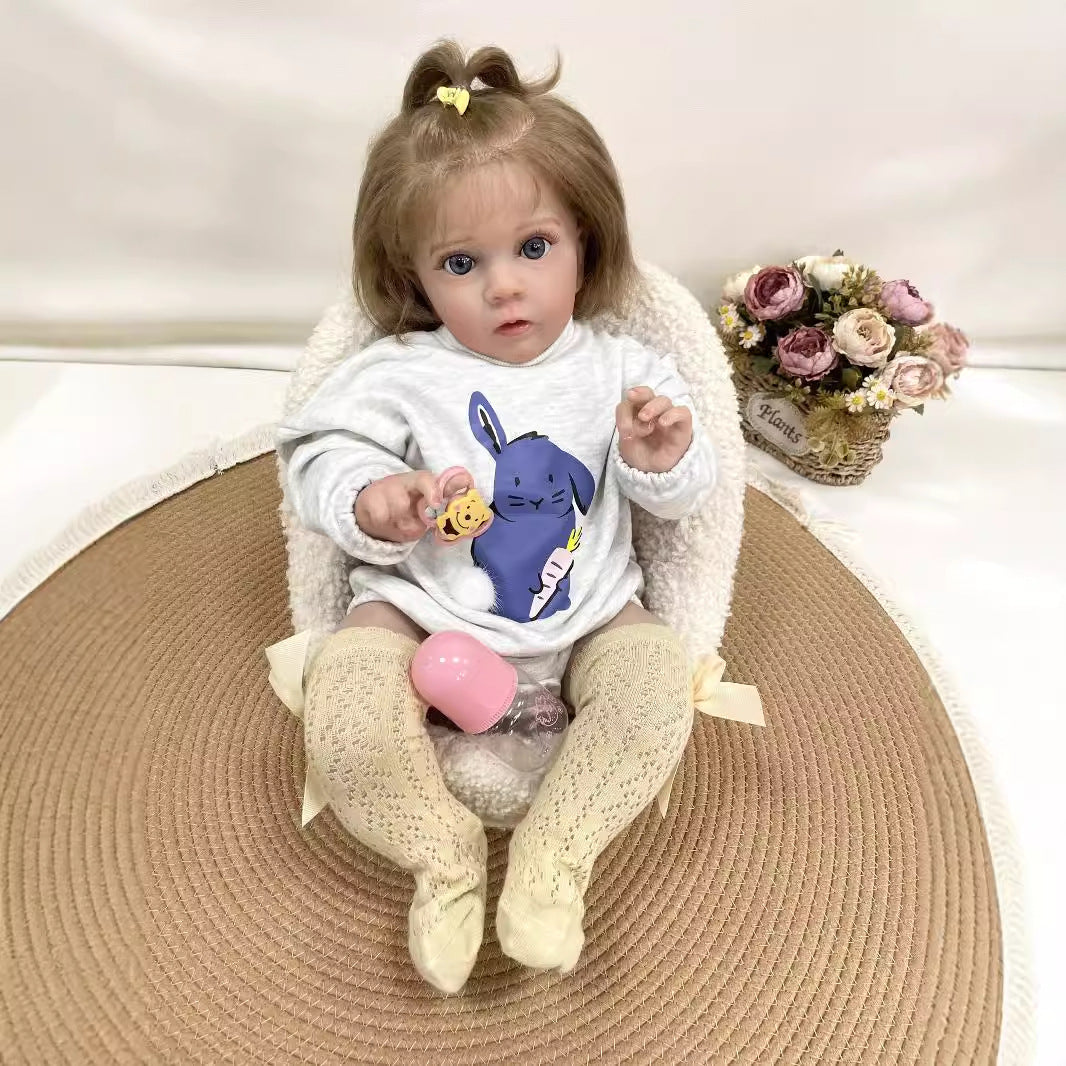 24inch Lifelike Handcrafted Reborn Baby Doll Soft Cloth Body 3D Real Skin Kids Play Toy Gift for Girls
