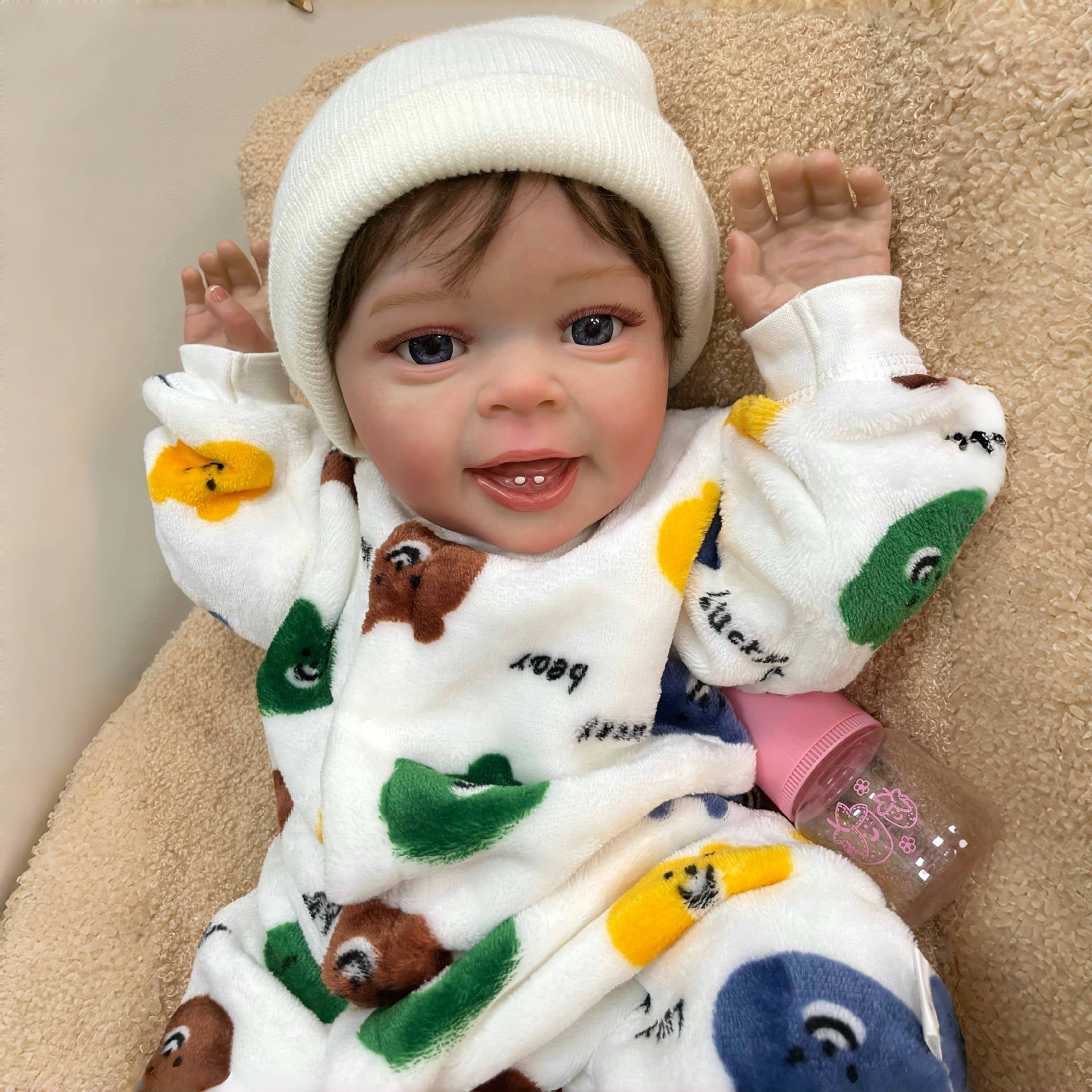 23inch Handmade Lifelike Reborn Baby Doll with Cloth Body Realistic 3D Skin Children Play Toy for Little Girls