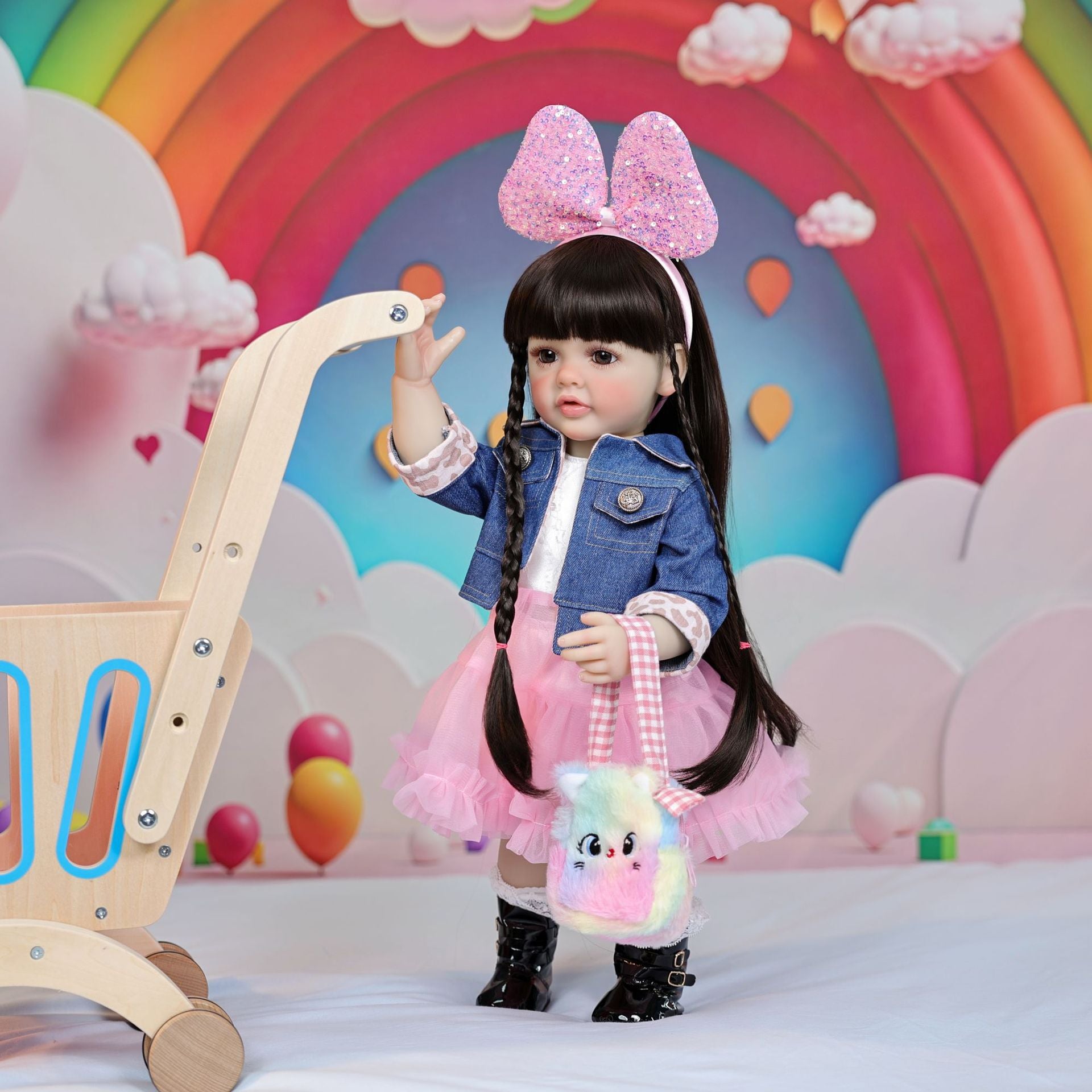 22 inch Reborn Doll with Full vinyl Body standing doll ornaments for gifts