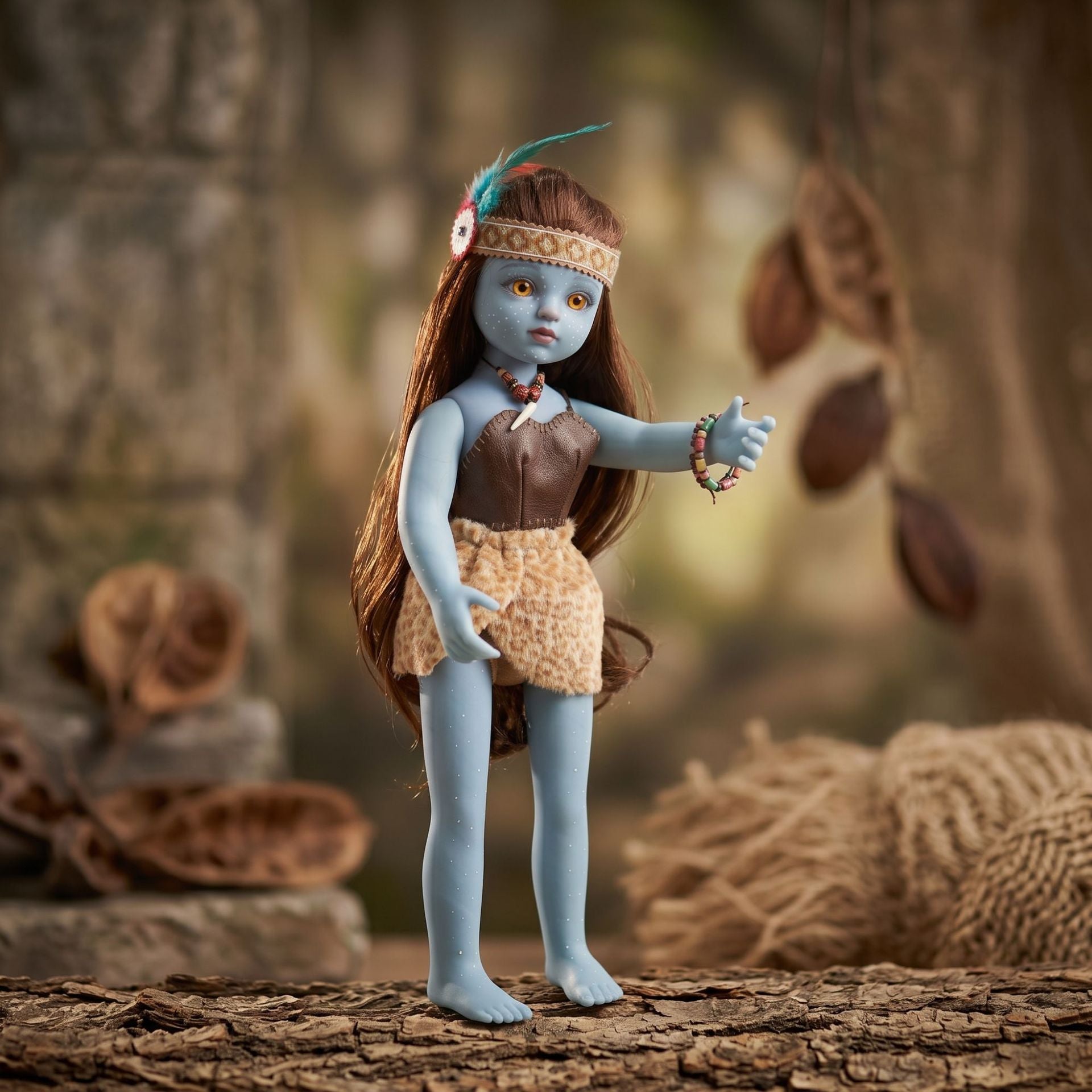Collectible 18 Inch with Full Vinyl Body Avatar Doll, Tribal Outfit, Shelf Decor & Holiday Collector Gift