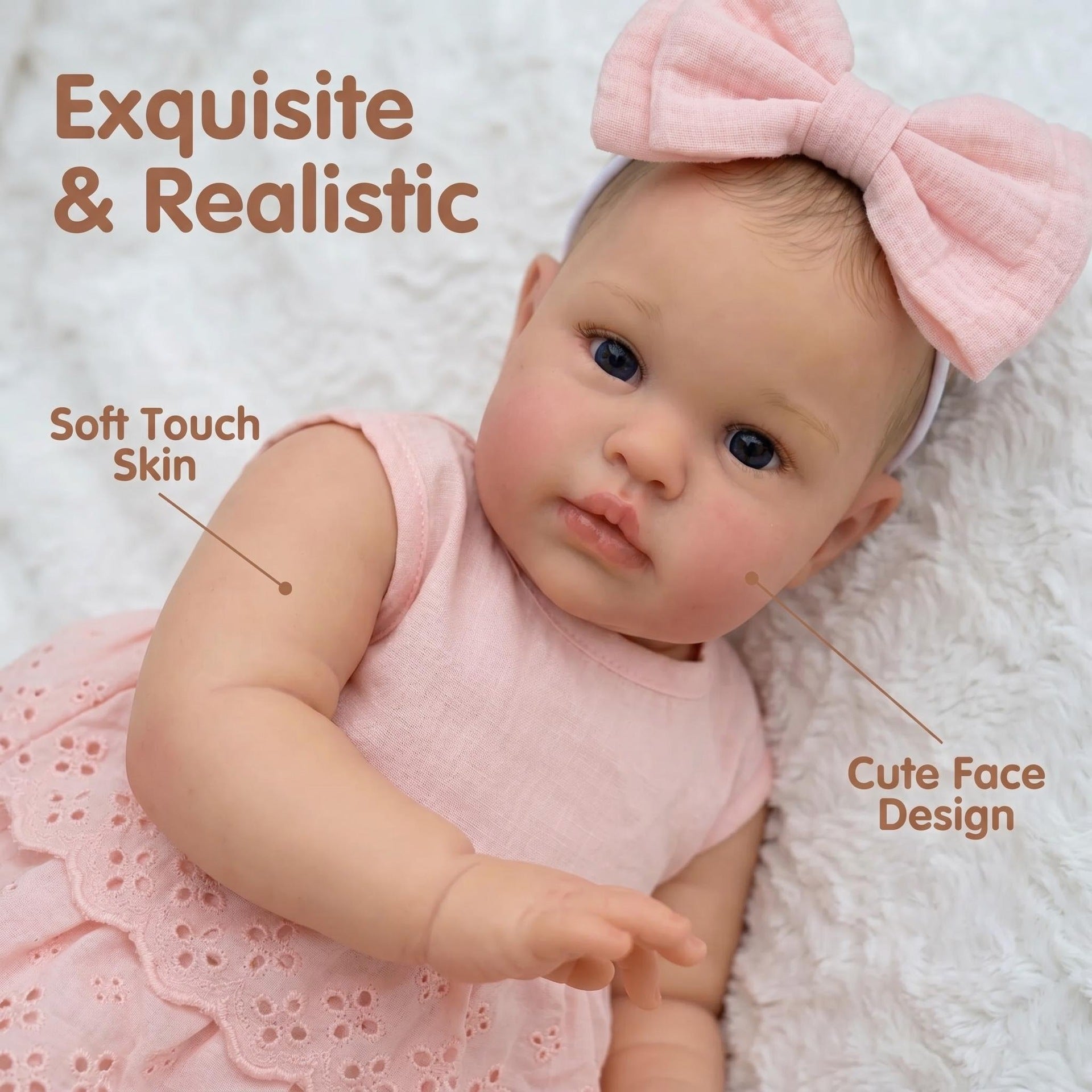 22 inch Reborn Baby Doll With Cloth Body and Poseable Vinyl Limbs, Thoughtful Present Suitable For Birthday Parties, Thanksgiving, Christmas and All Festive Occasions