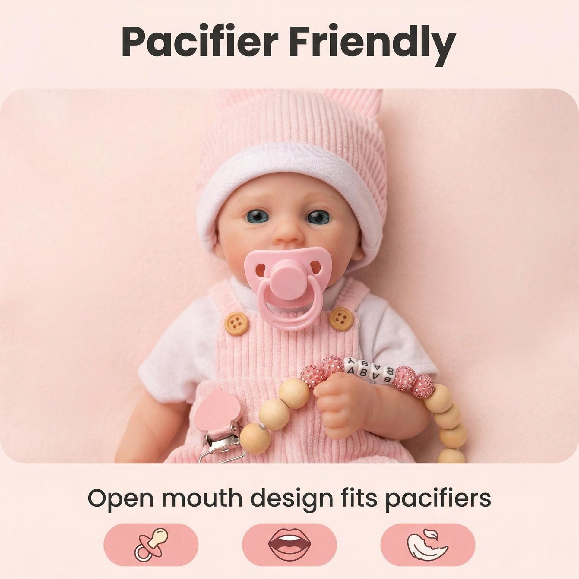 12 inch pink striped overalls Meadow pure silicone reborn doll
