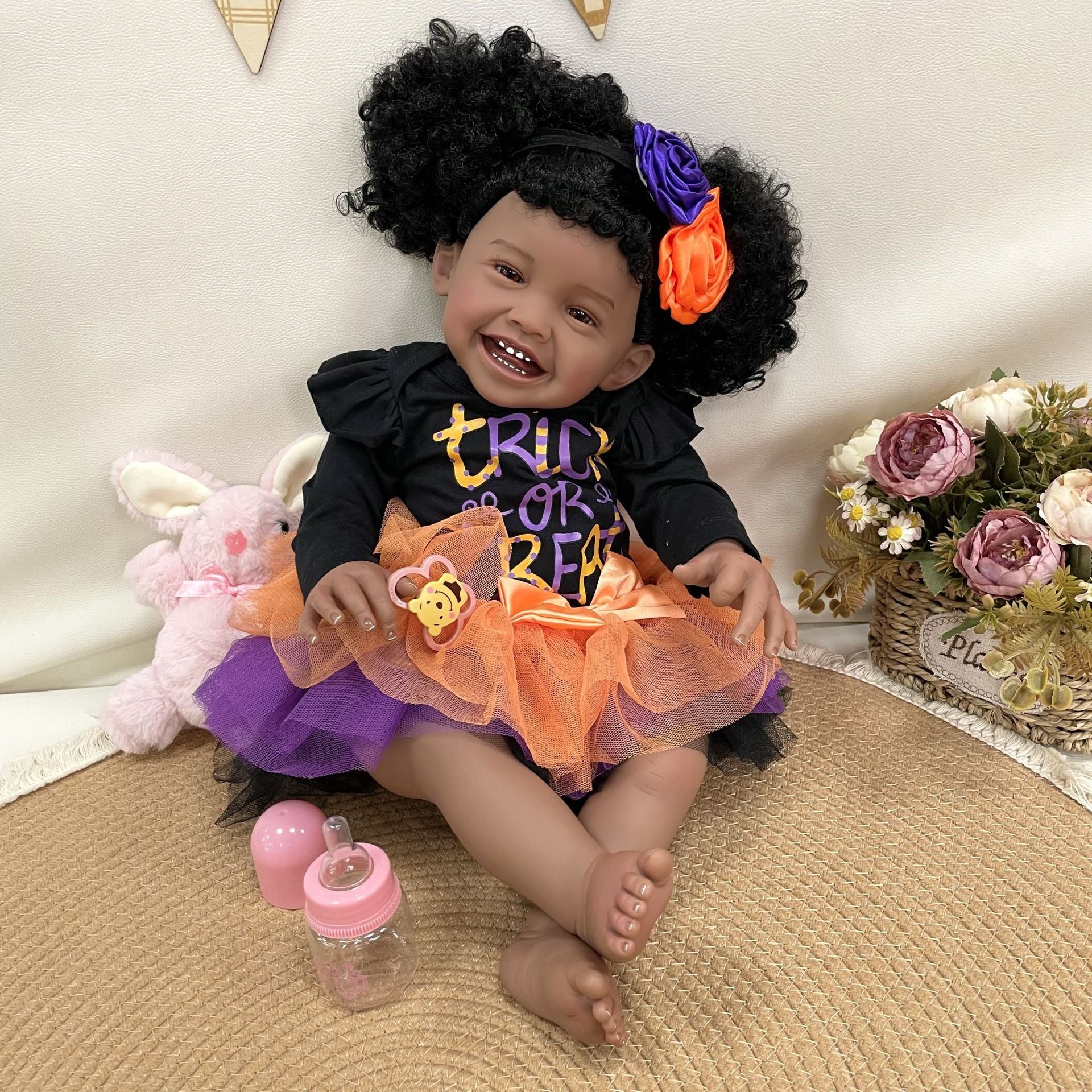 23Inches Handmade Lifelike Reborn Doll with Cloth Body 3D Skin Realistic Newborn Baby Play Toy Gift for Girls & Doll Collectors