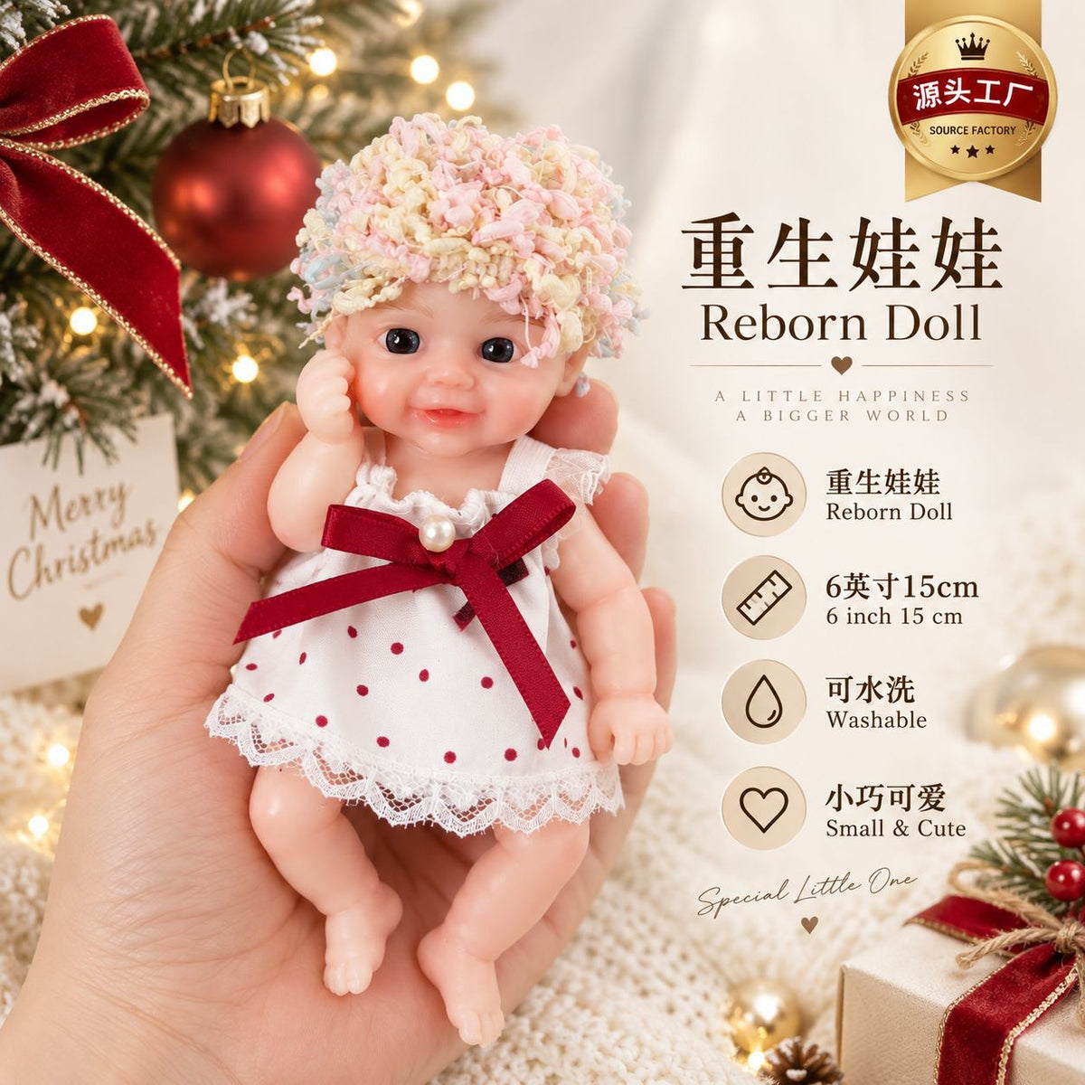 6 inch full silicone reborn baby doll for kids Christmas gift