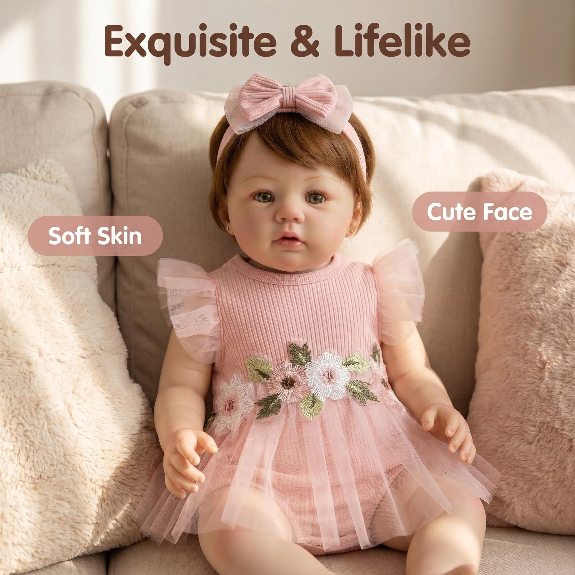 19 Inch Full Vinyl Reborn Baby Doll, Lifelike Poseable Infant Doll For Kids Role Play & Adult Emotional Comfort, Premium Gift Option For Birthday Parties, Seasonal Holidays & Baby Shower Celebrations