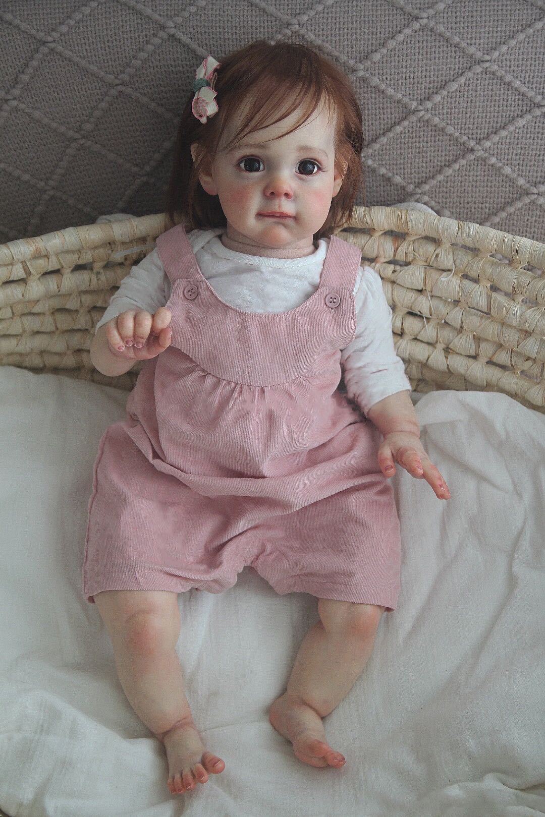 24inch Reborn Baby Dolls Girl Toddler Handmade with Cloth Body Lifelike Newborn Gift Doll