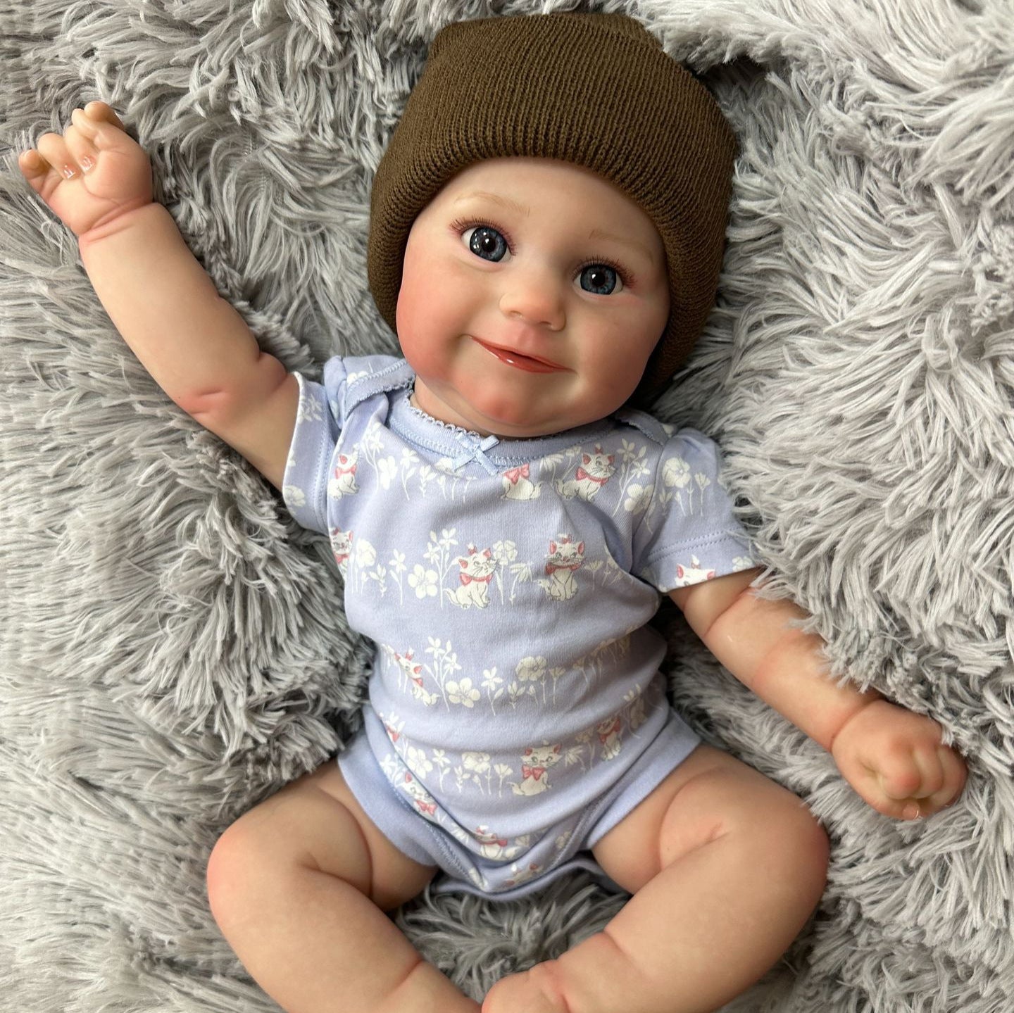 20Inch Realistic Reborn Newborn Doll with Cloth Body Delicate 3D Vein Skin Handmade Toy Doll as Birthday Gift for Girls