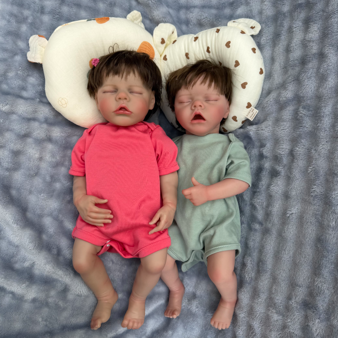 18-Inch 45cm Reborn Twin Dolls - Full Body Vinyl Waterproof Sleeping Baby Set