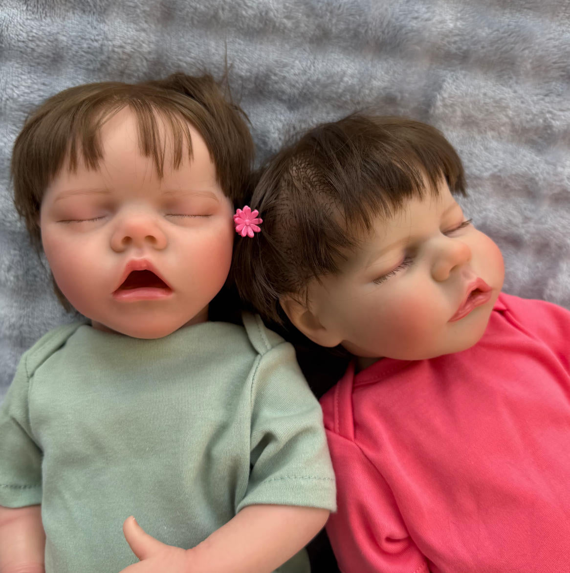 18-Inch 45cm Reborn Twin Dolls - Full Body Vinyl Waterproof Sleeping Baby Set