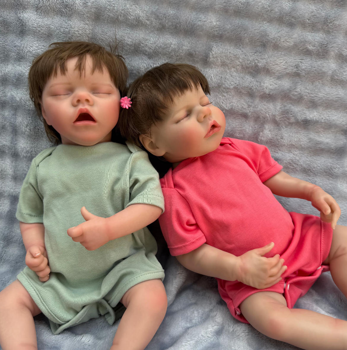 18-Inch 45cm Reborn Twin Dolls - Full Body Vinyl Waterproof Sleeping Baby Set