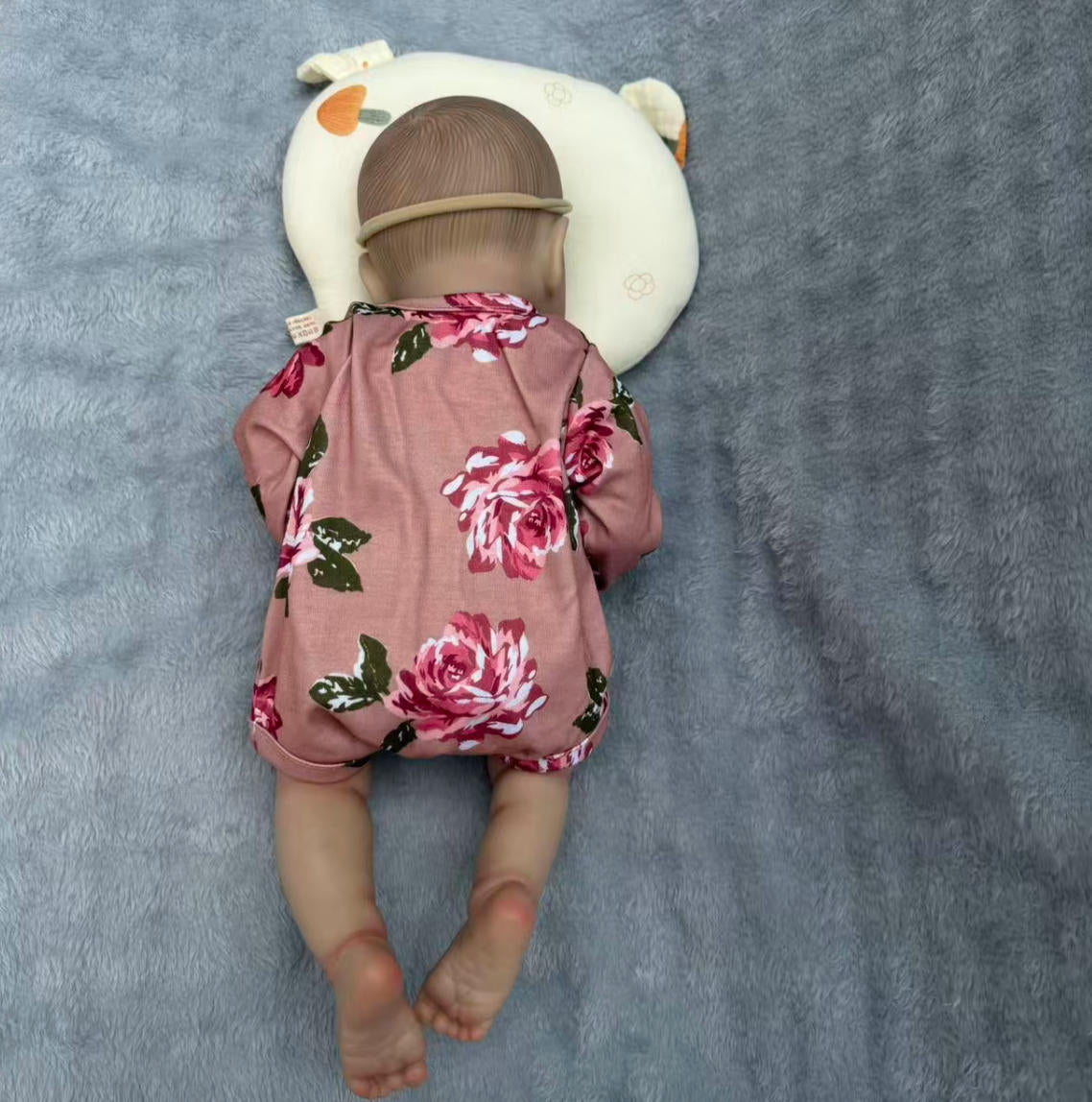 18-Inch Rosalie Full Body Vinyl Reborn Doll - 3D Lifelike Skin 45cm Waterproof Sleeping Baby with Rooted Hair