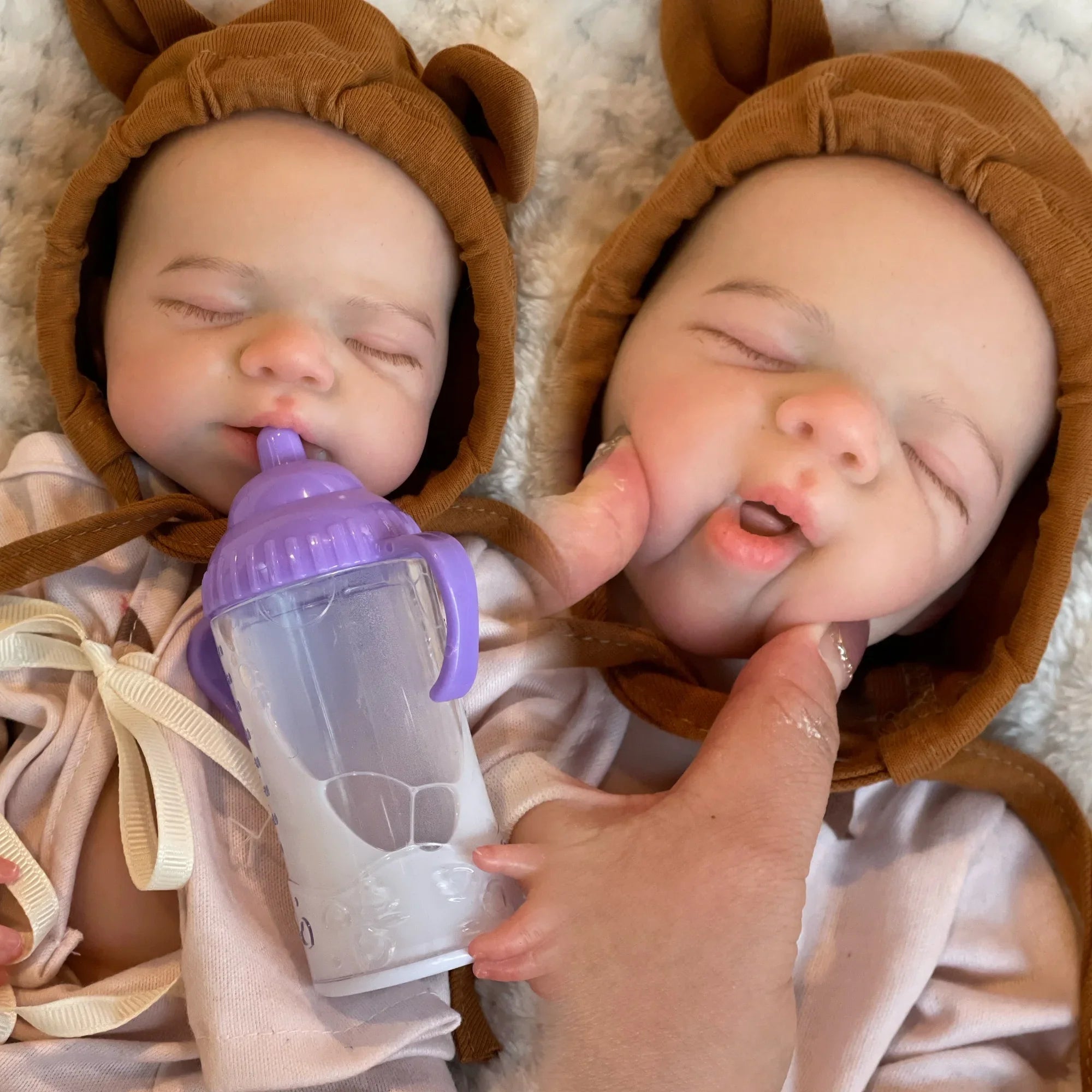 12-Inch/30cm Real Solid Silicone Twin Girls - Lifelike Full Body Mini Reborn Sisters Set