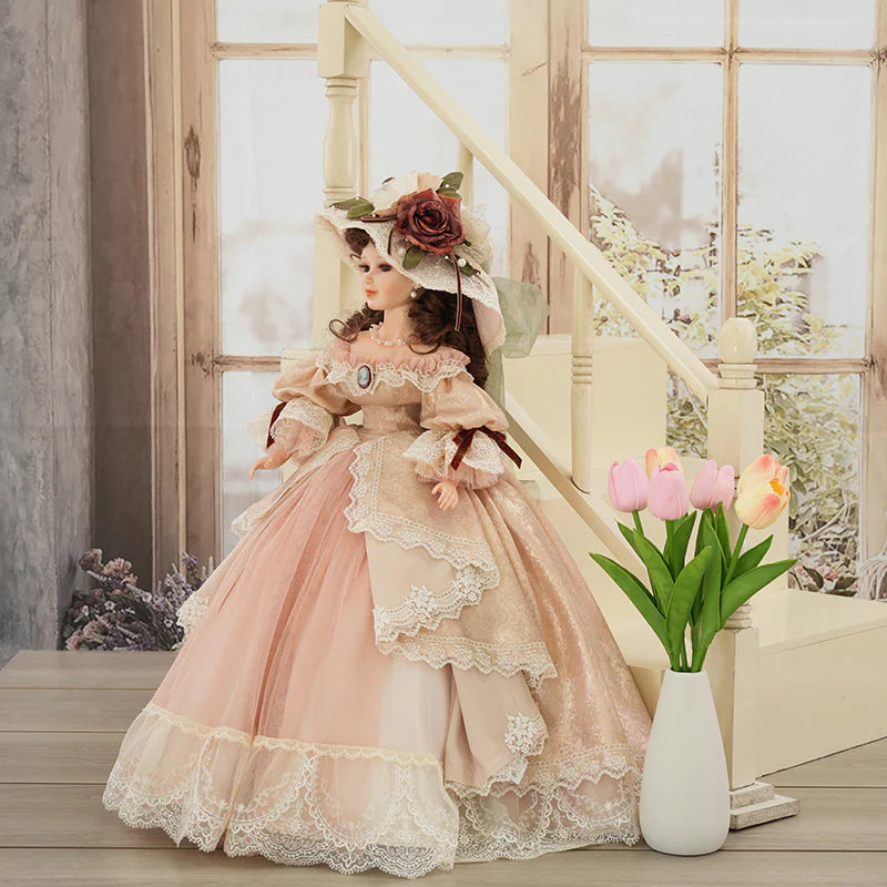 22-INCH/55CM ANTIQUE PALACE-STYLE VICTORIAN PORCELAIN DOLLS WITH GORGEOUS DRESS