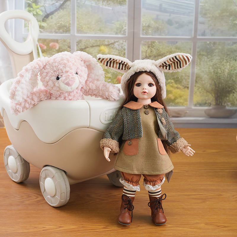 Hand‑Painted Porcelain & Fabric Dress-up Pastoral‑Style 16‑Inch/40cm Doll