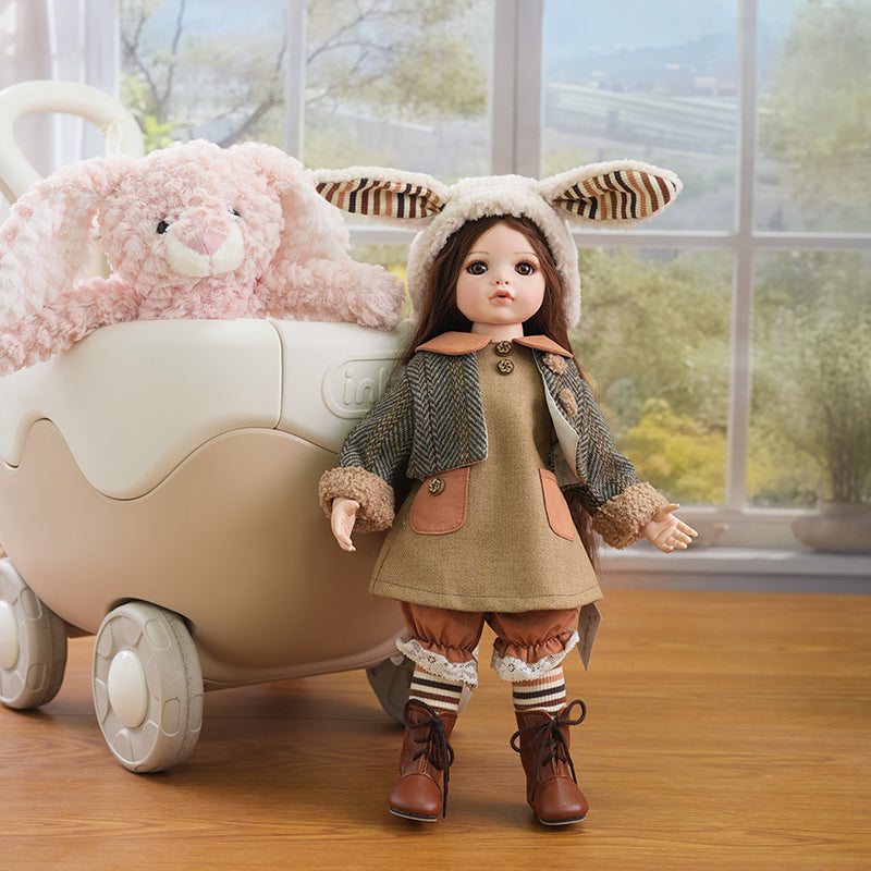 Hand‑Painted Porcelain & Fabric Dress-up Pastoral‑Style 16‑Inch/40cm Doll