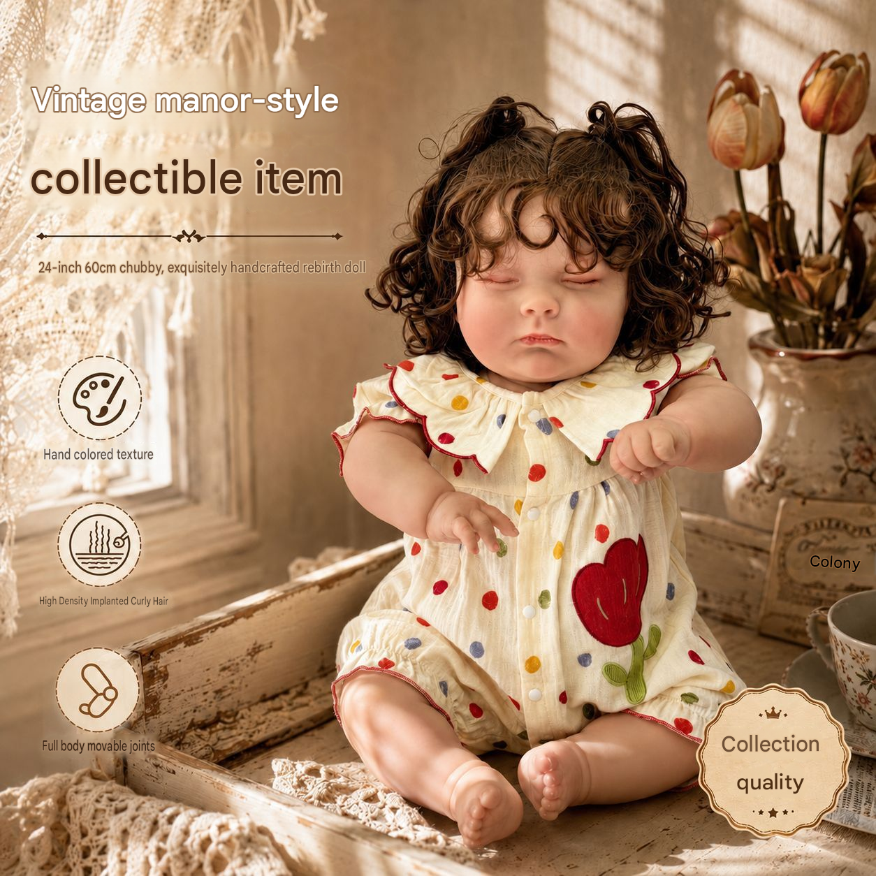 24 Inch Chubby Figure with Cloth Body Doll, Creative Dress‑Up Toy as Gift for Children and Adult Doll Lovers on Festive Days
