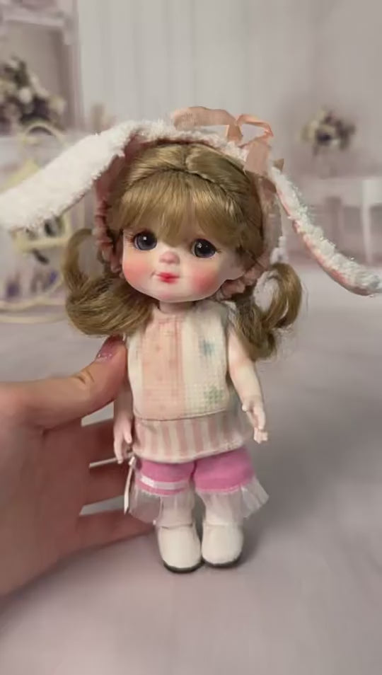 6 inch Mini with Full ceramic Body, Handmade Clothes Tabletop Ornament For Doll Collectors