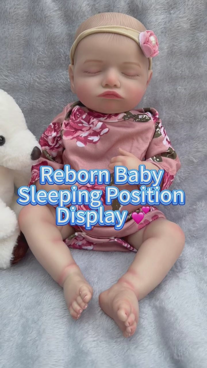 18-Inch Rosalie Full Body Vinyl Reborn Doll - 3D Lifelike Skin 45cm Waterproof Sleeping Baby with Rooted Hair