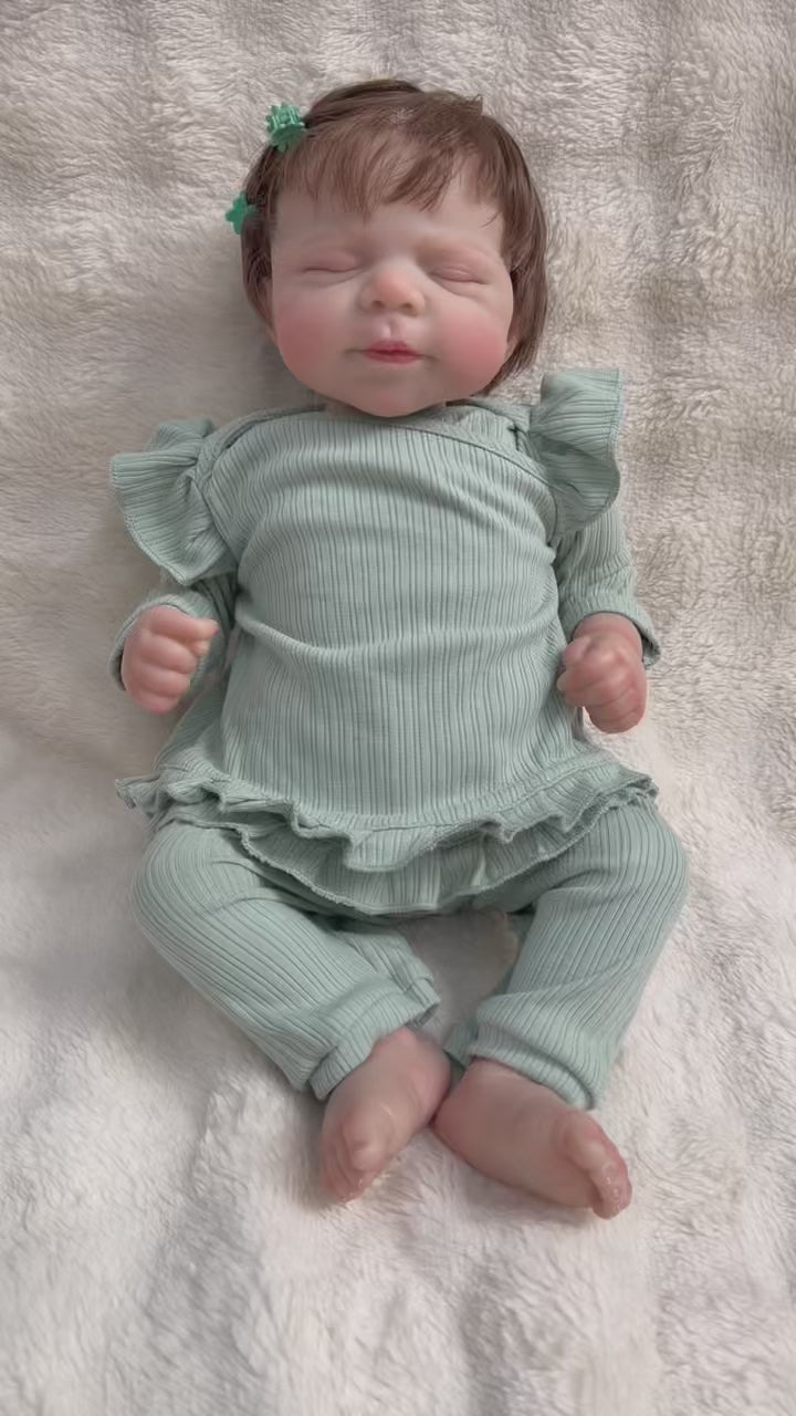 18-Inch/45cm Pascale Newborn Baby Reborn Doll Lifelike Soft Touch Cuddly Baby Multiple Layers Painting 3D Skin with Visible Veins
