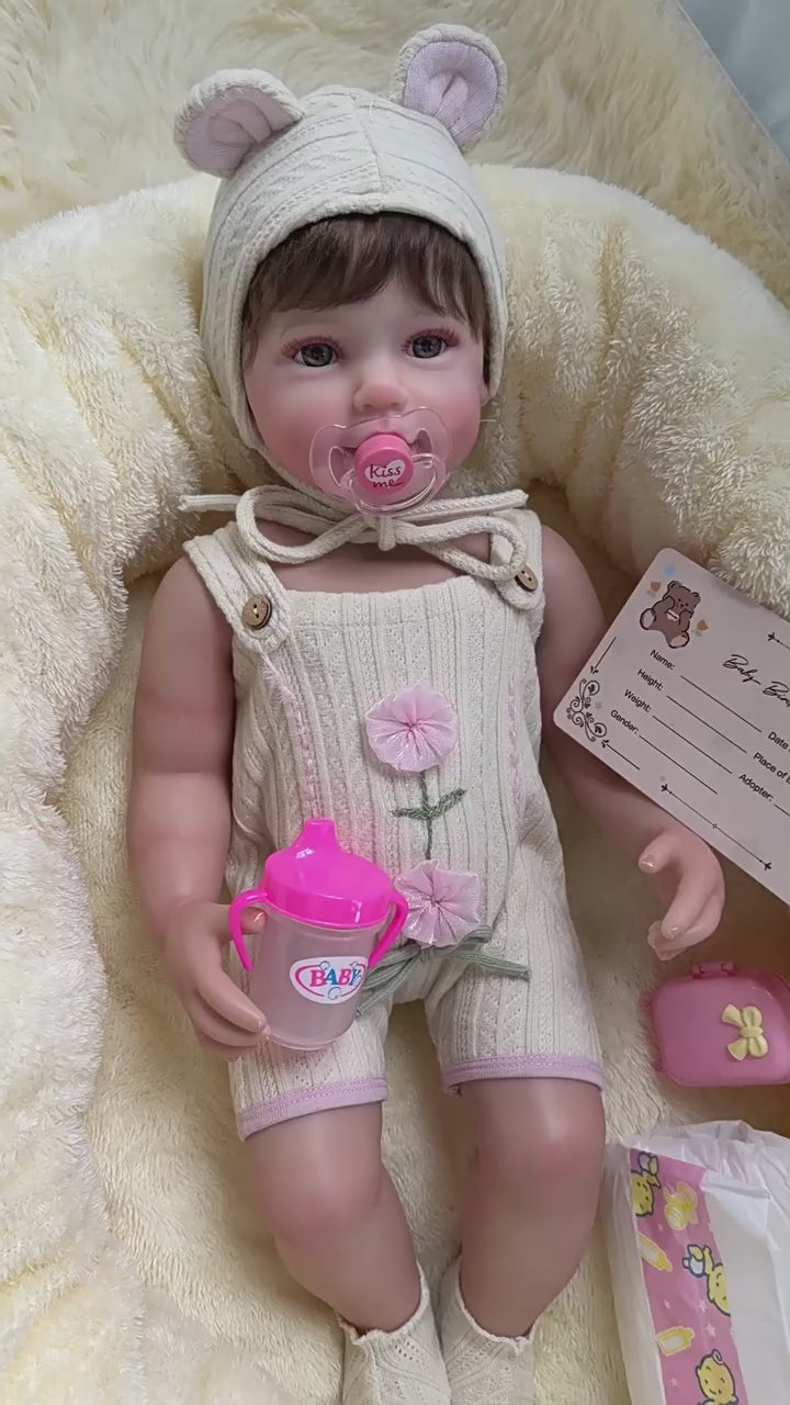 22 Inch Full‑Body Vinyl Doll, Lifelike Baby Design with Pacifier, Wonderful Gift for Birthdays and Holiday Celebrations