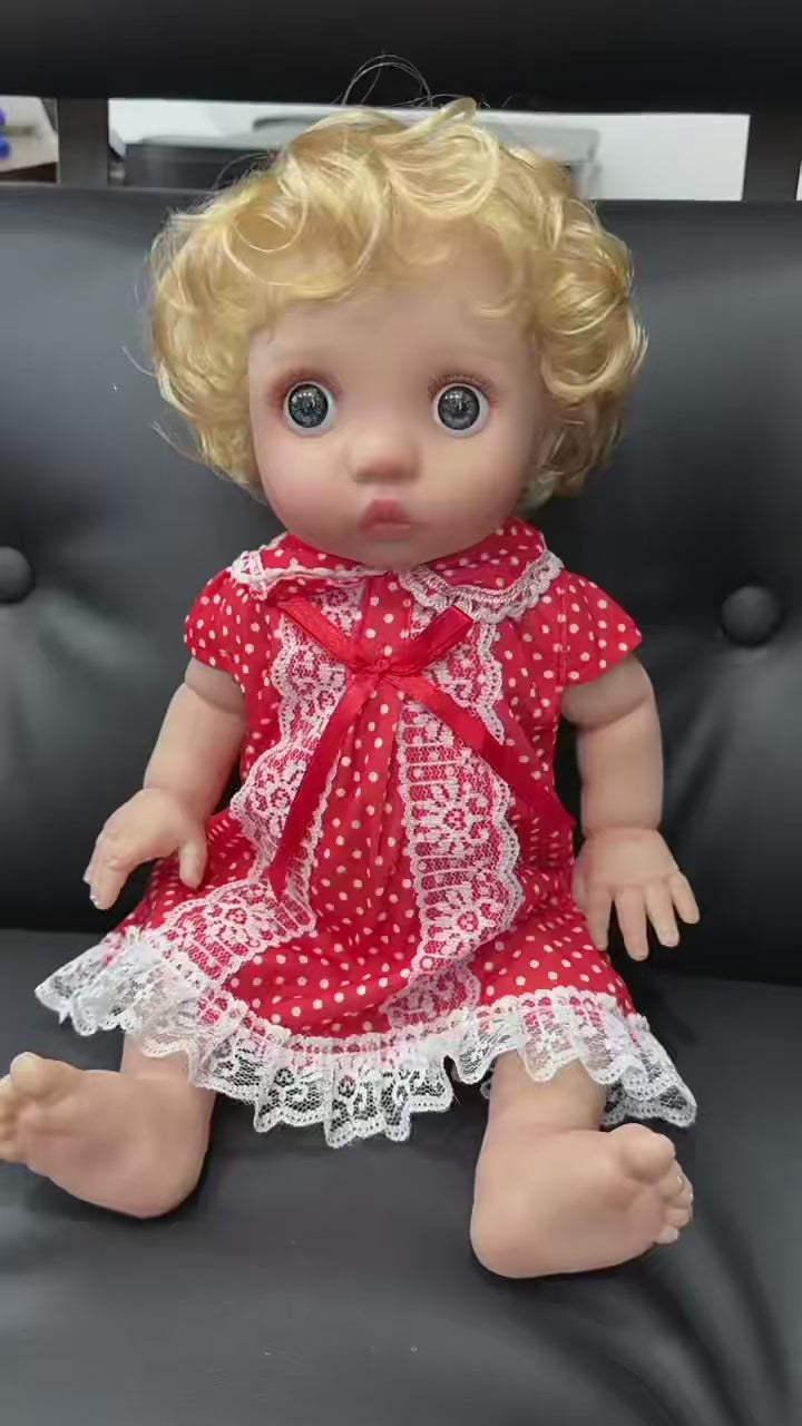 16 Inch with Full Vinyl Curly‑Hair Vinyl Doll, Wonderful Keepsake Gift for Birthdays and Upcoming Holiday Seasons