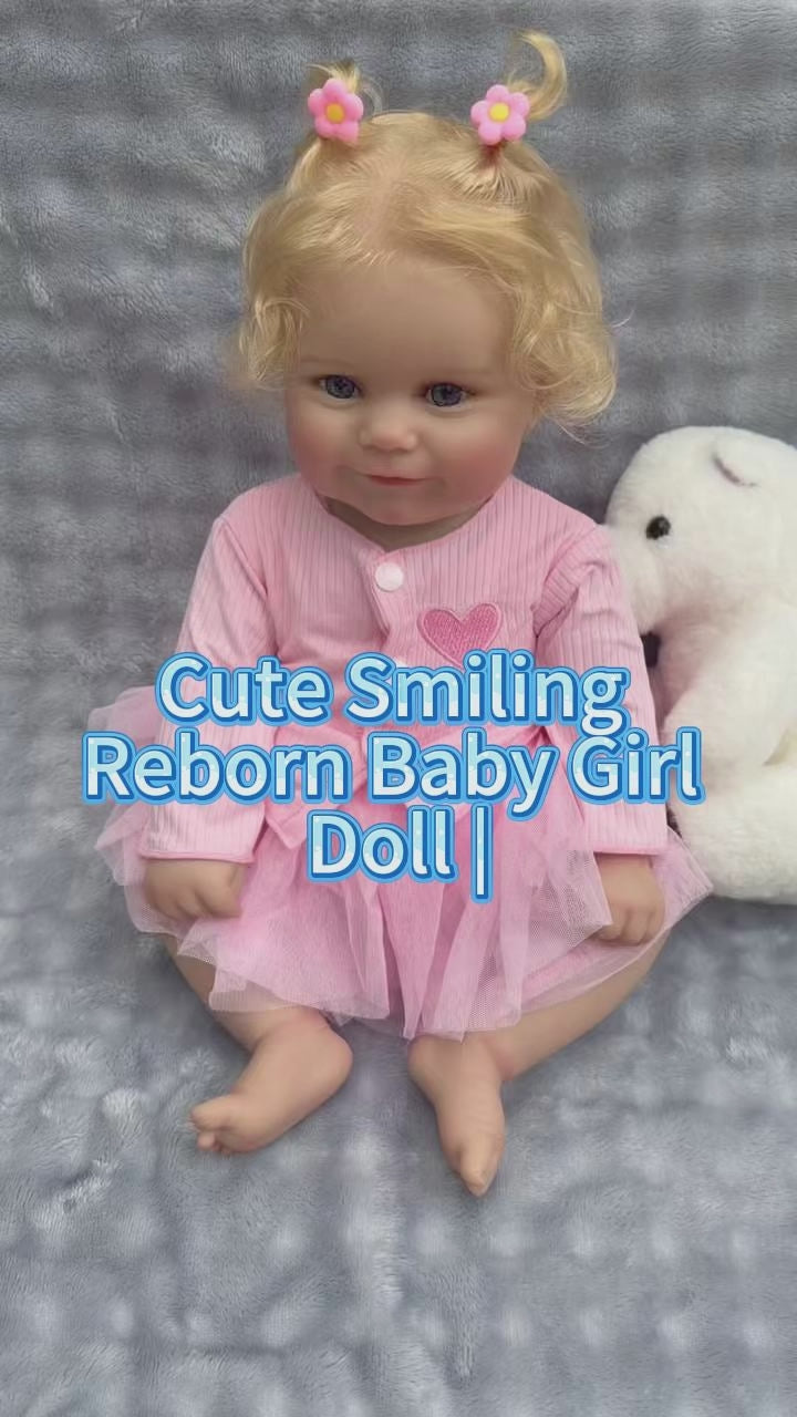 20 Inch with Full Vinyl Reborn Baby, Blonde Pigtails & Pink Heart Tutu Outfit, Companion Doll for Birthday & Holiday Gift