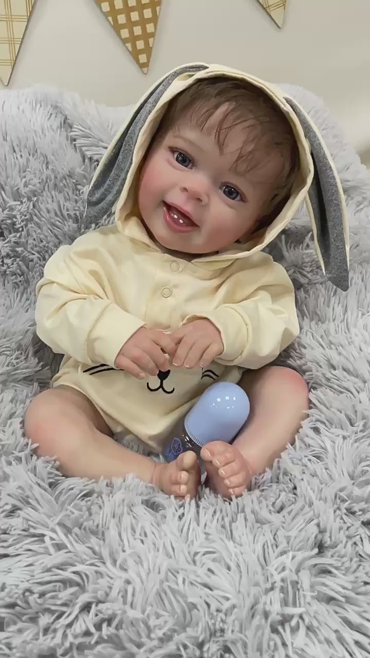 23Inch Real Life Reborn Baby Doll with Cloth Body True-to-Life 3D Skin Handmade Newborn Style Doll Toy for Girls