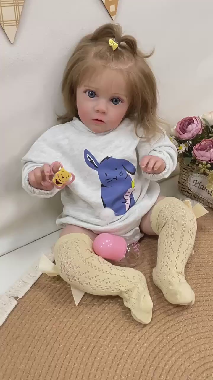 24inch Lifelike Handcrafted Reborn Baby Doll Soft Cloth Body 3D Real Skin Kids Play Toy Gift for Girls