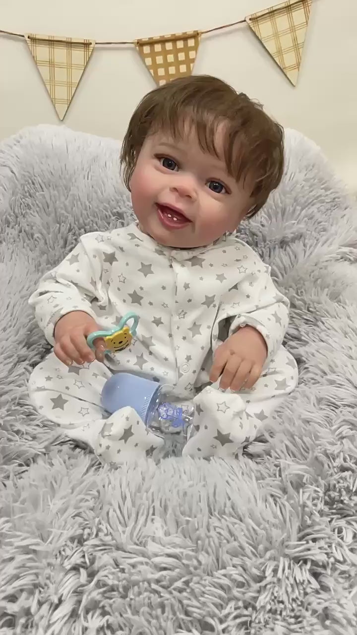 23Inches Lifelike Handmade Reborn Doll with Cloth Body Real 3D Skin Simulation Newborn Baby Doll Play Toy for Girls Children