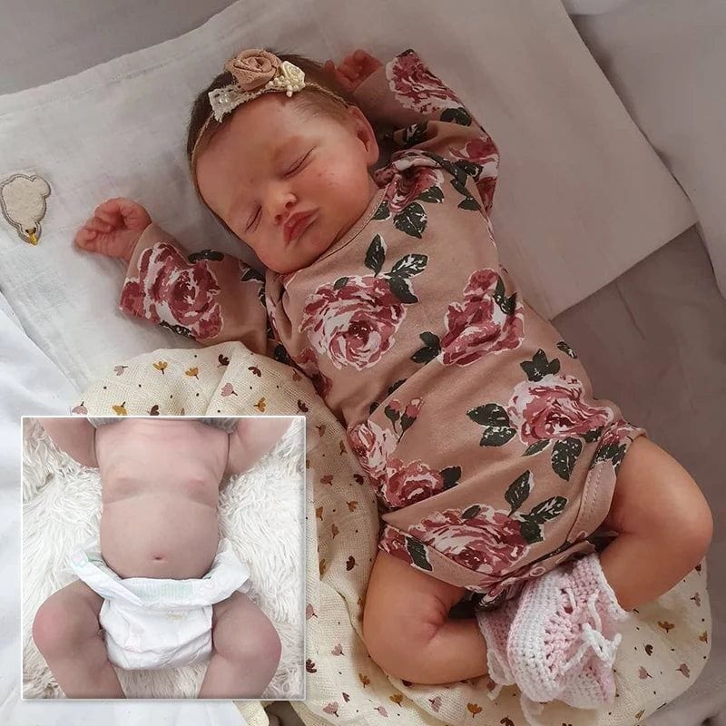18-Inch Rosalie Full Body Vinyl Reborn Doll - 3D Lifelike Skin 45cm Waterproof Sleeping Baby with Rooted Hair