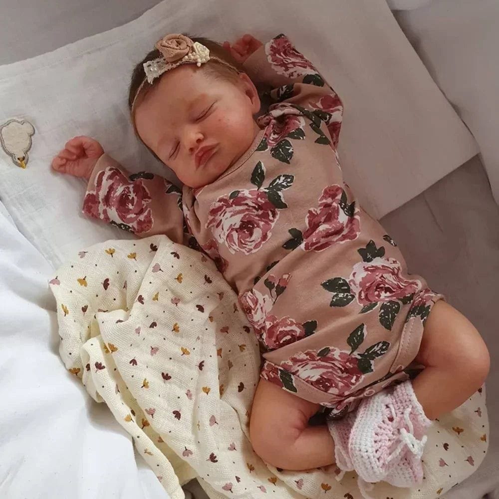 18-Inch Rosalie Full Body Vinyl Reborn Doll - 3D Lifelike Skin 45cm Waterproof Sleeping Baby with Rooted Hair